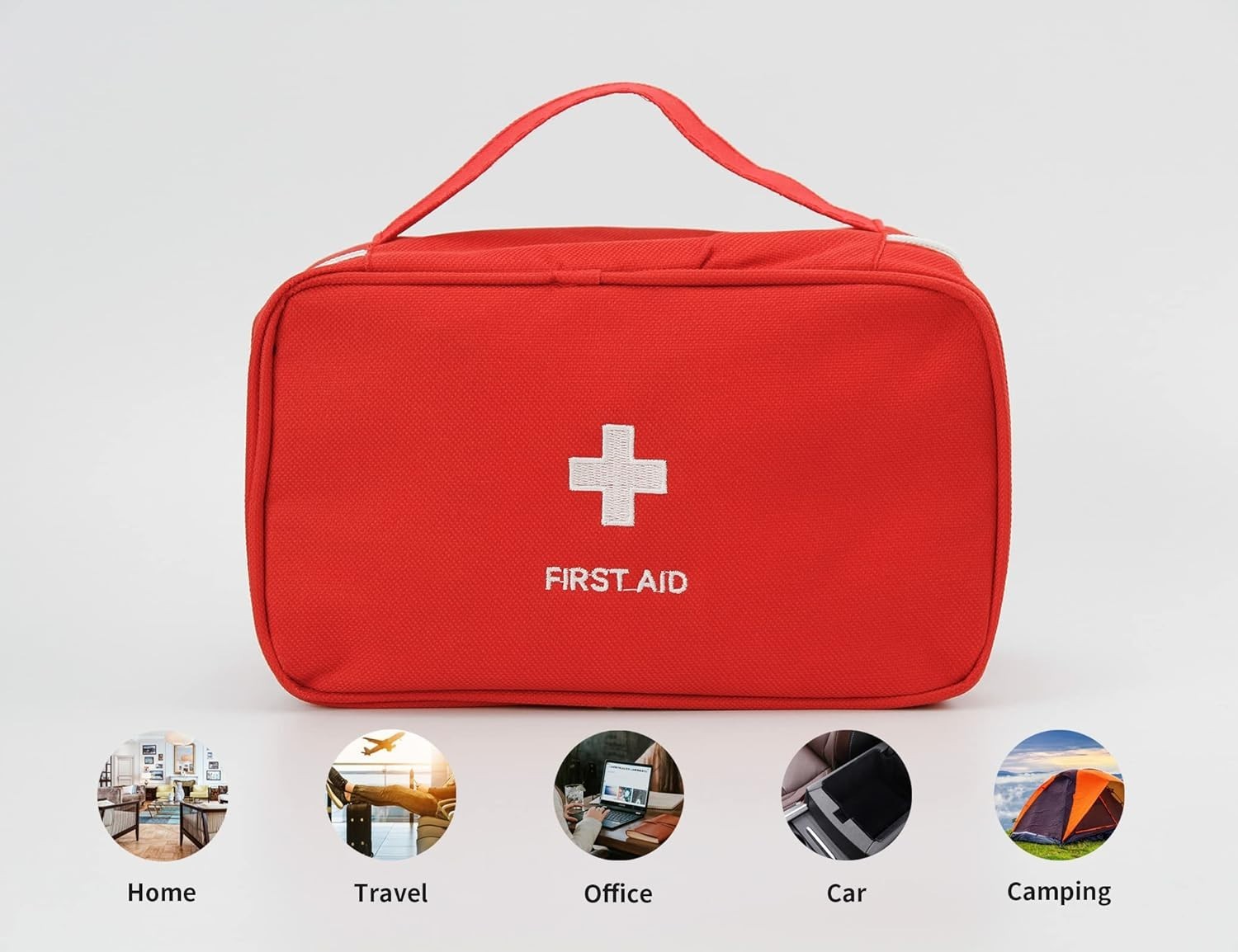 Portable Empty First Aid Kit Bag, Red Travel Medicine Pouch Small Medical Bag
