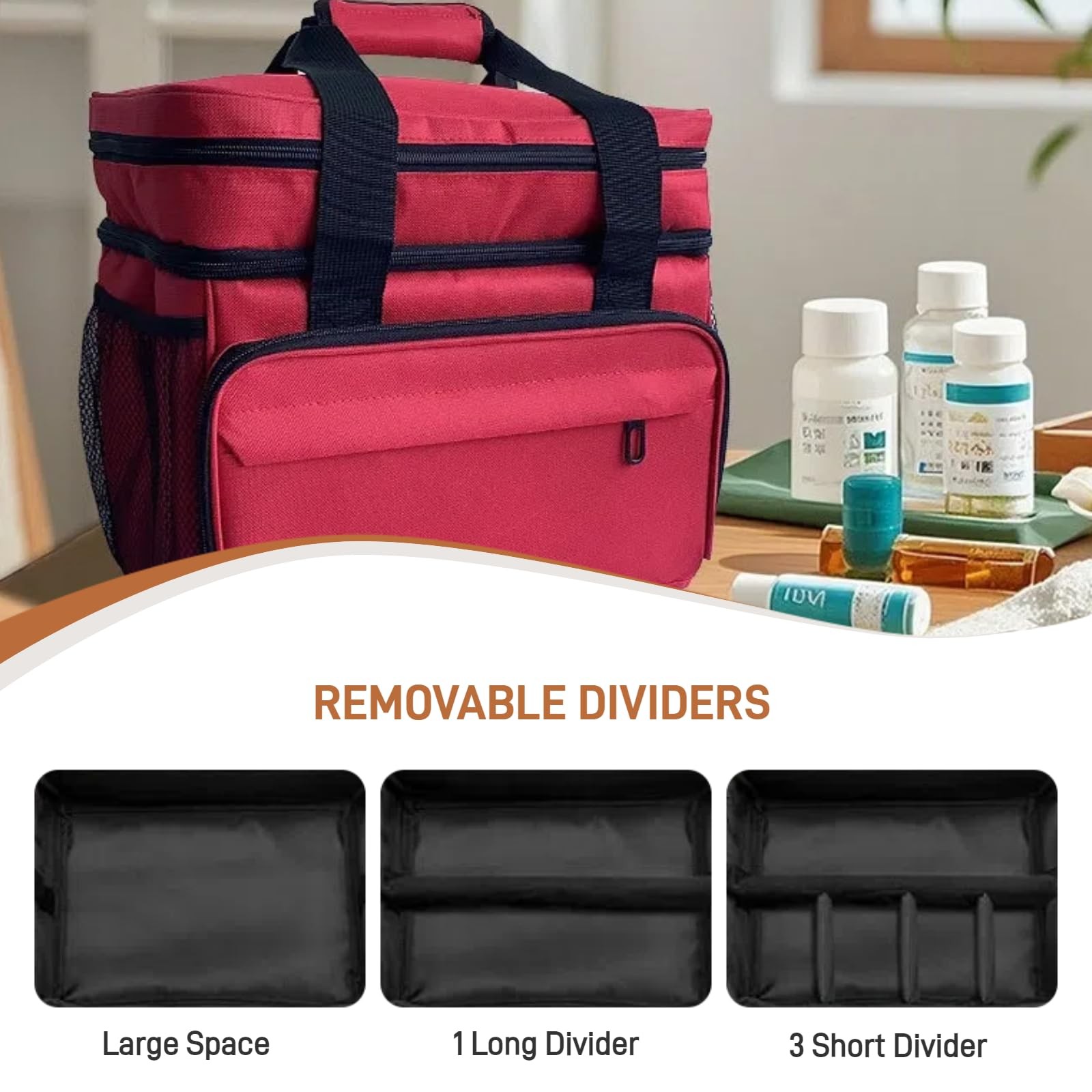 First Aid Bag Medicine Organizer Travel Bag, Large, Empty and Portable Travel…
