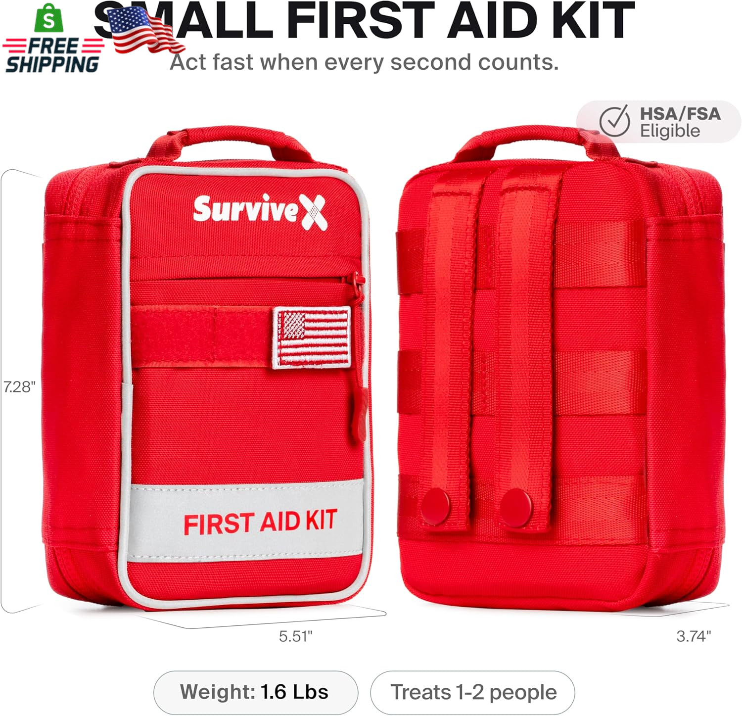 Small First Aid Kit for Car, Travel & Home – Emergency Kit for Hiking, Camping,