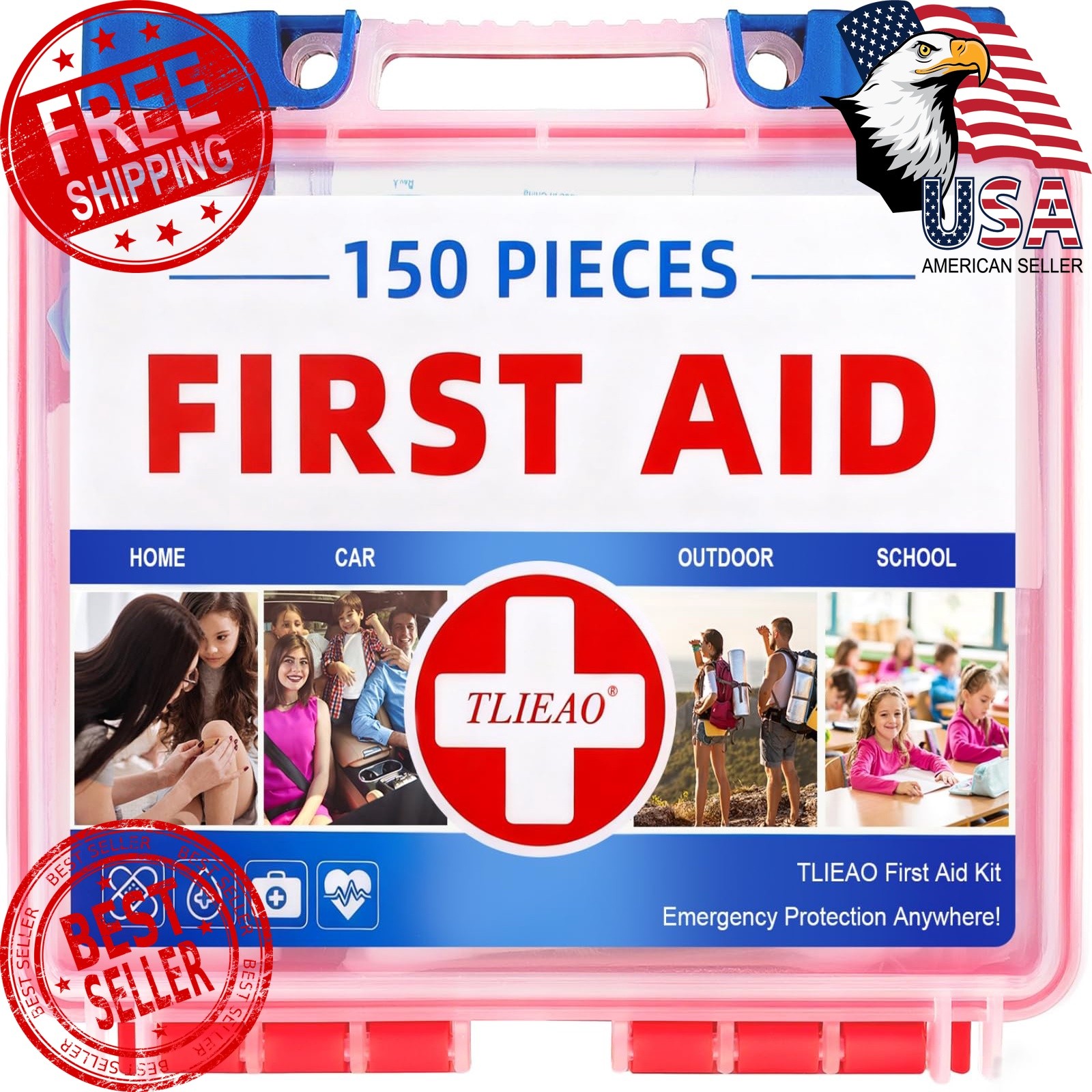 TLIEAO Mini First Aid Kit Red