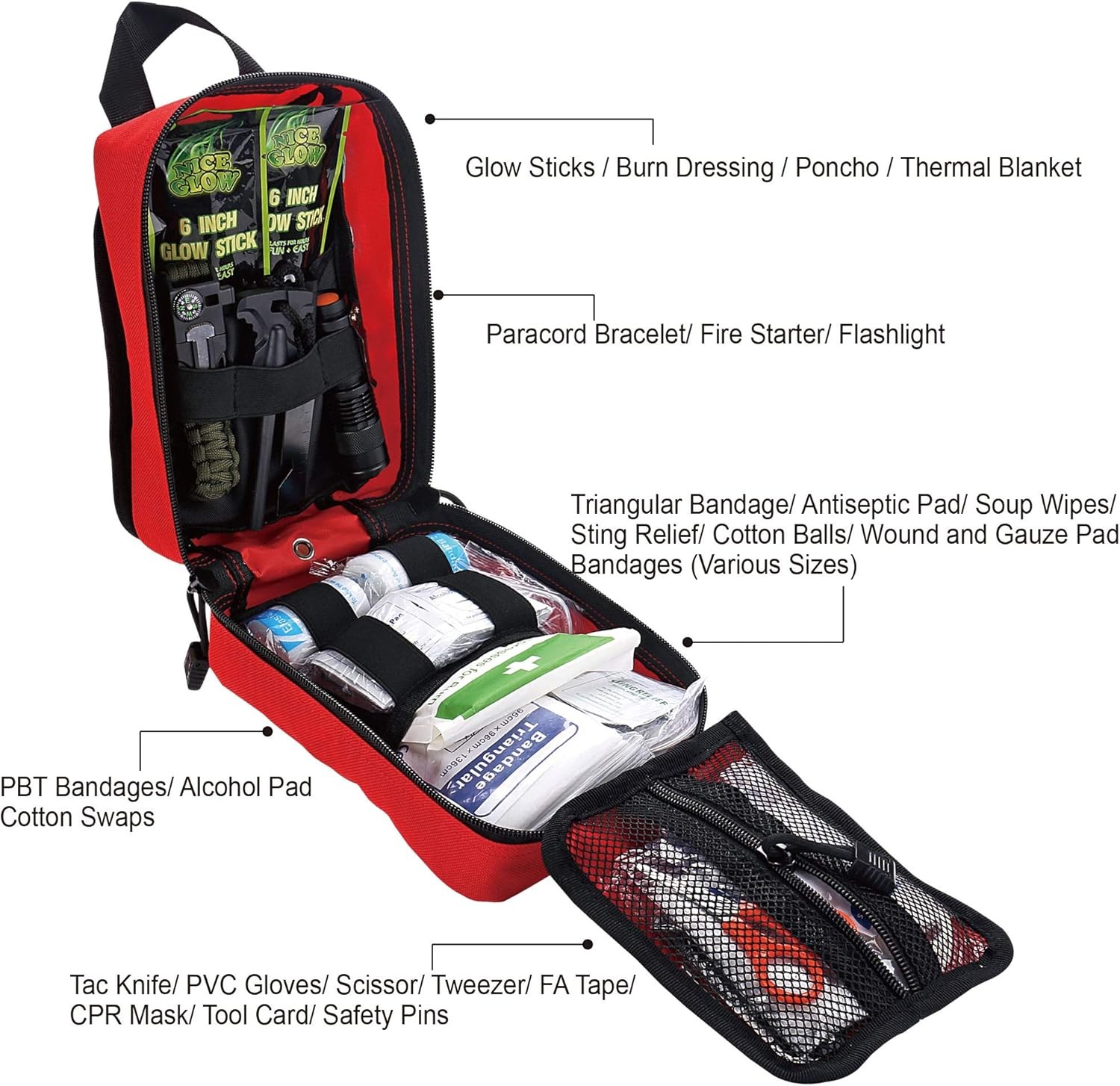 250 Pieces Survival First Aid Kit IFAK EMT Molle Pouch Survival Kit Outd