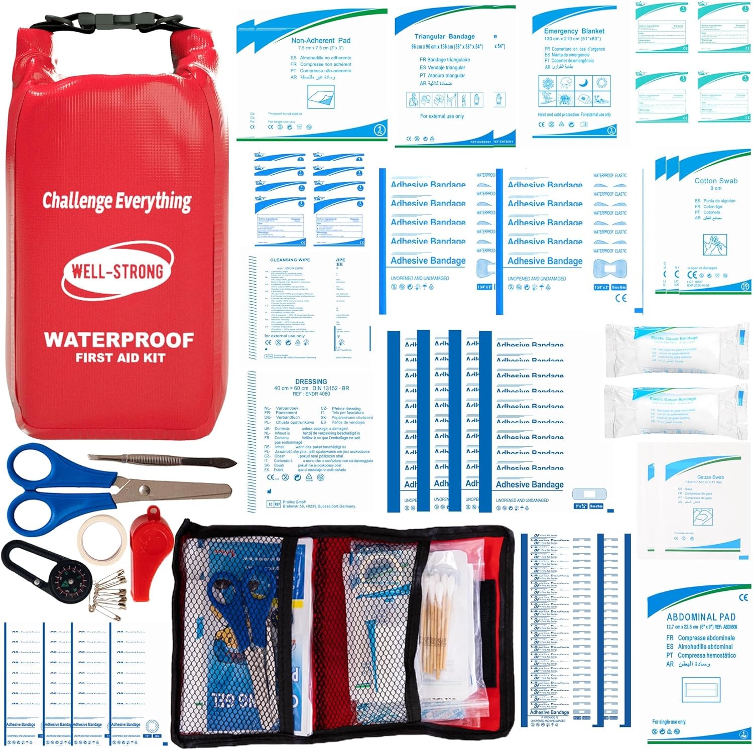 Waterproof Marine First Aid Kit 210Pcs Emergency Boat Safety Supplies Fishing