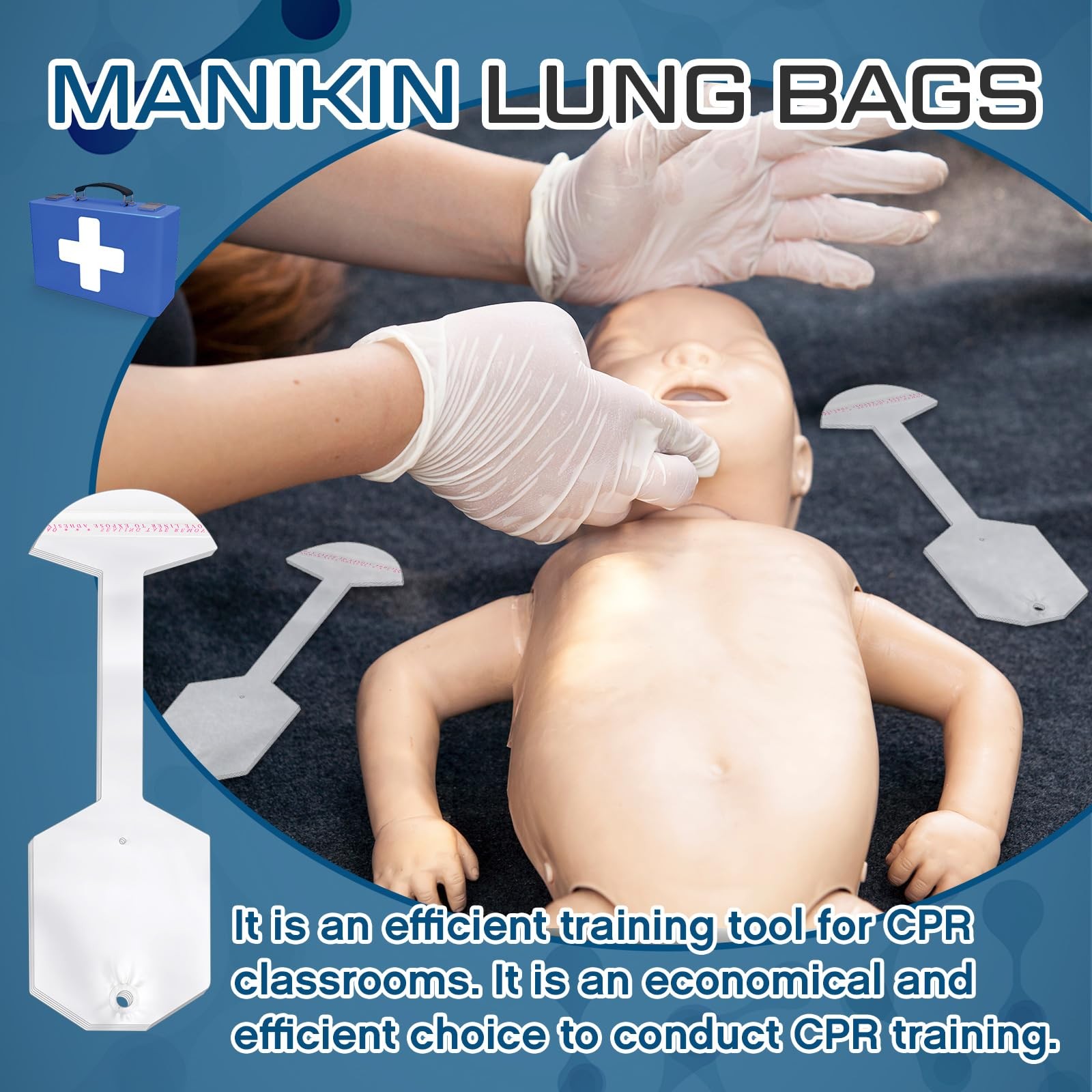 100 Pcs 100 Pcs Adult/Child CPR Manikin Infant Face Shield Lung Bag Manikin Repl