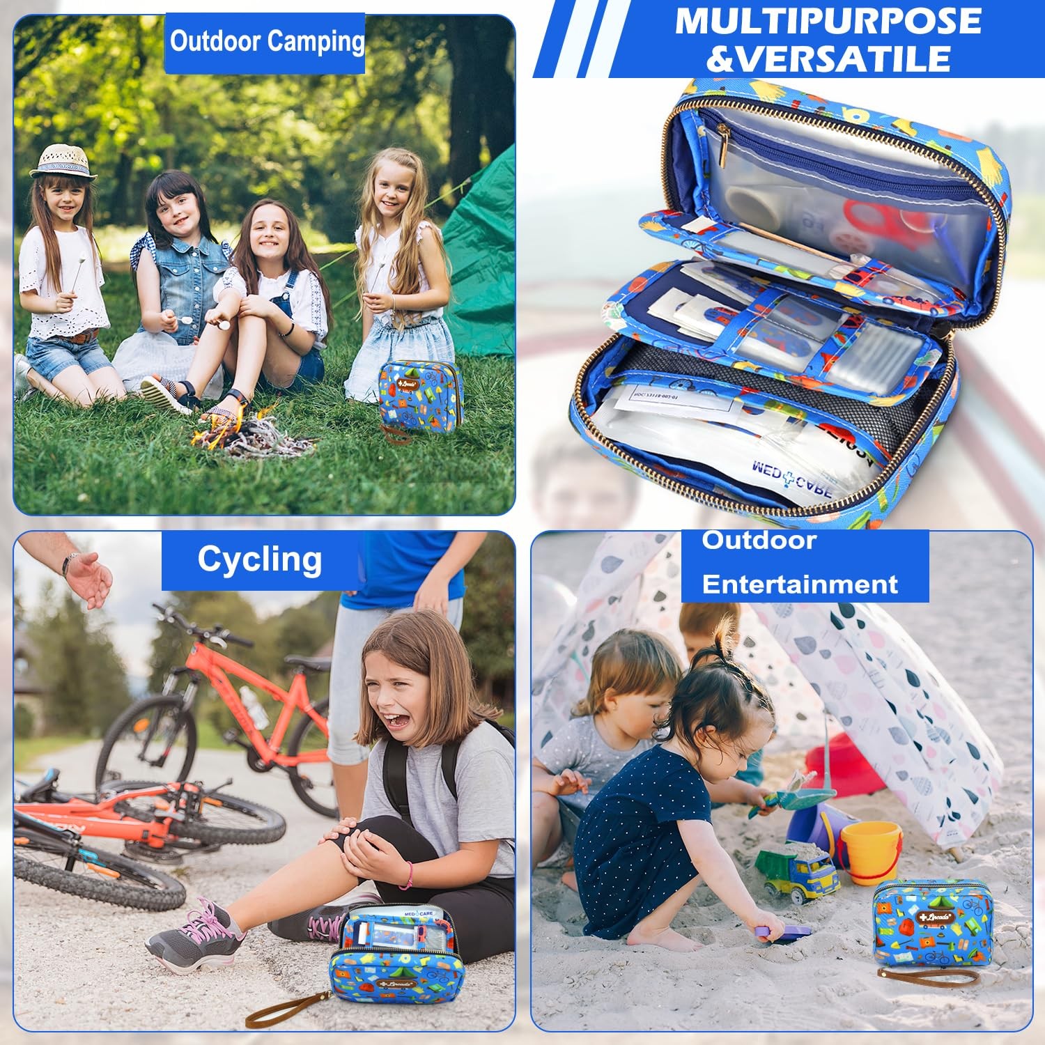 Portable Travel First Aid Kit for Kids and Adults, 143 Pieces Multicolored