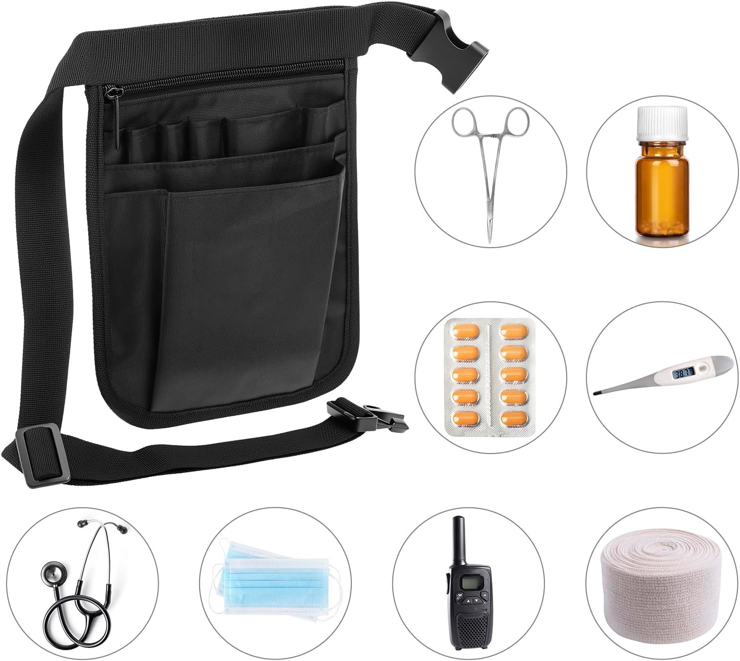 Medical Organizer Belt, Nurse Storage Bag Waist Bag Pouch for Medical Scissors C