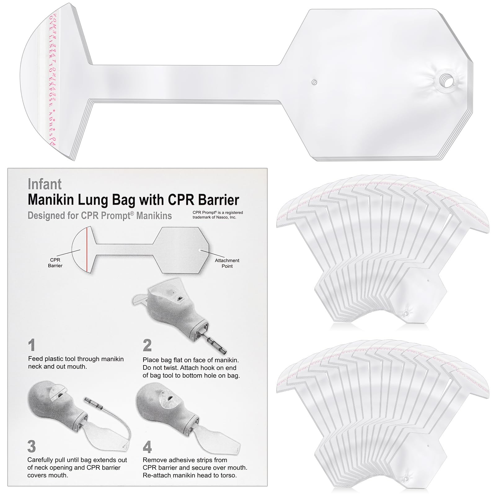 100 Pcs 100 Pcs Adult/Child CPR Manikin Infant Face Shield Lung Bag Manikin Repl