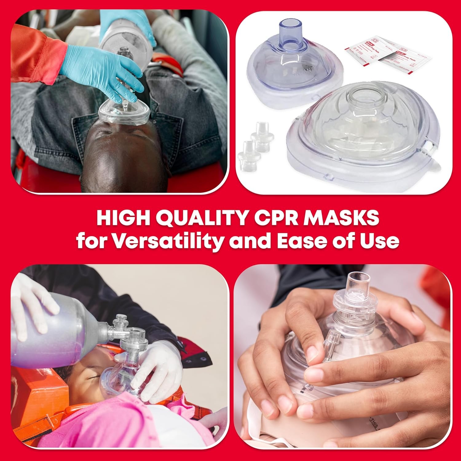Adult and Infant CPR Mask Combo Kit – Includes 2 Masks with One-Way Red