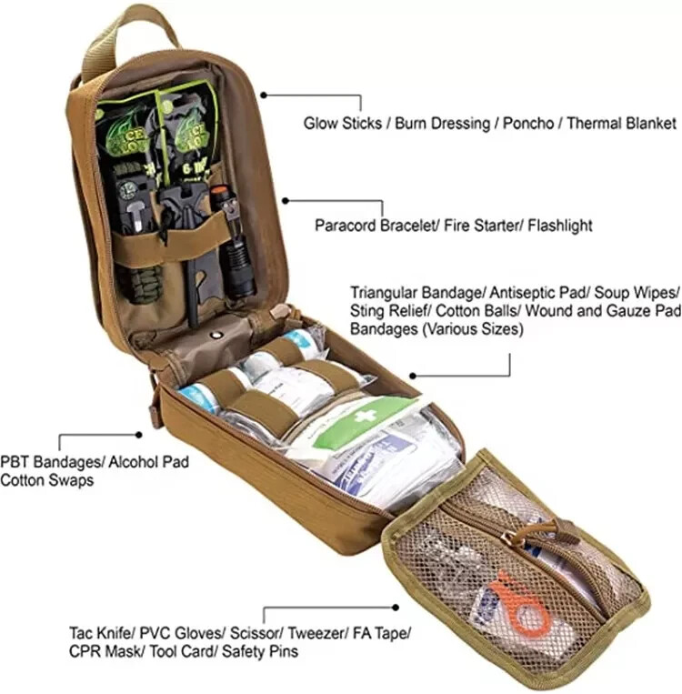251 Pcs First Aid Kits For Emergency Trauma Military Survival Travel IFAK Khaki