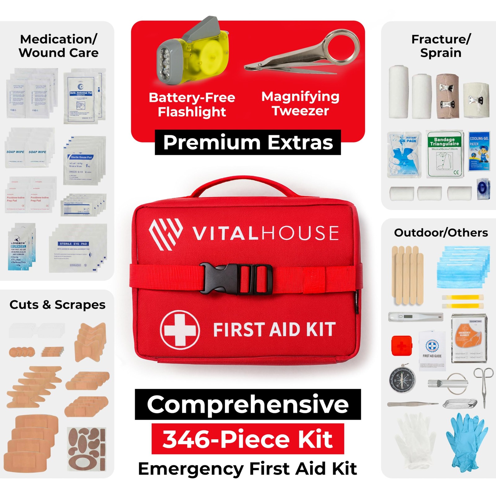 First Aid Kit 346 Piece with Tourniquet | Physician-Designed Emergency & Trau…