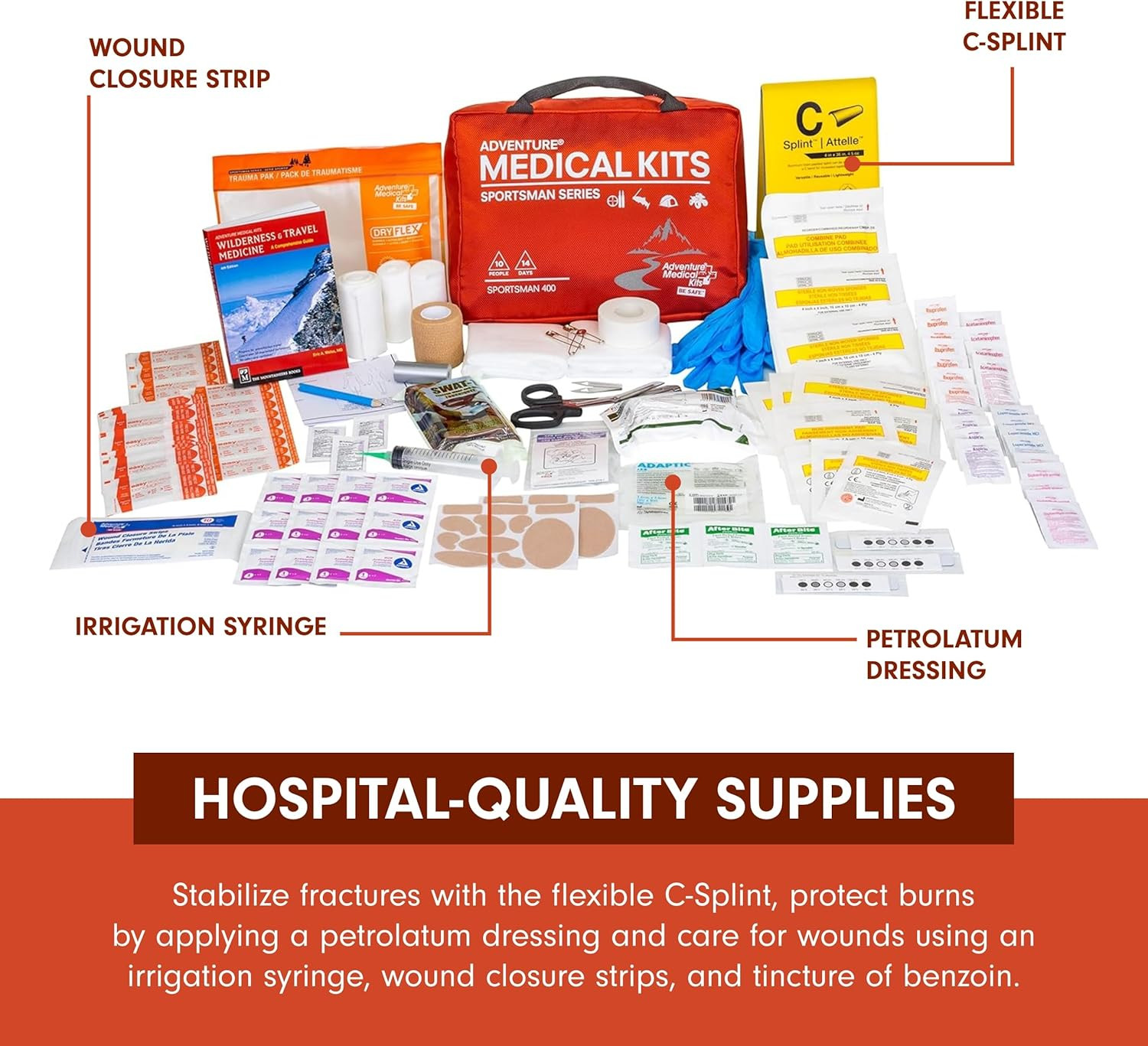 Adventure Medical Kits Sportman Series 400 Outdoor First Aid Kit – 180 Pieces