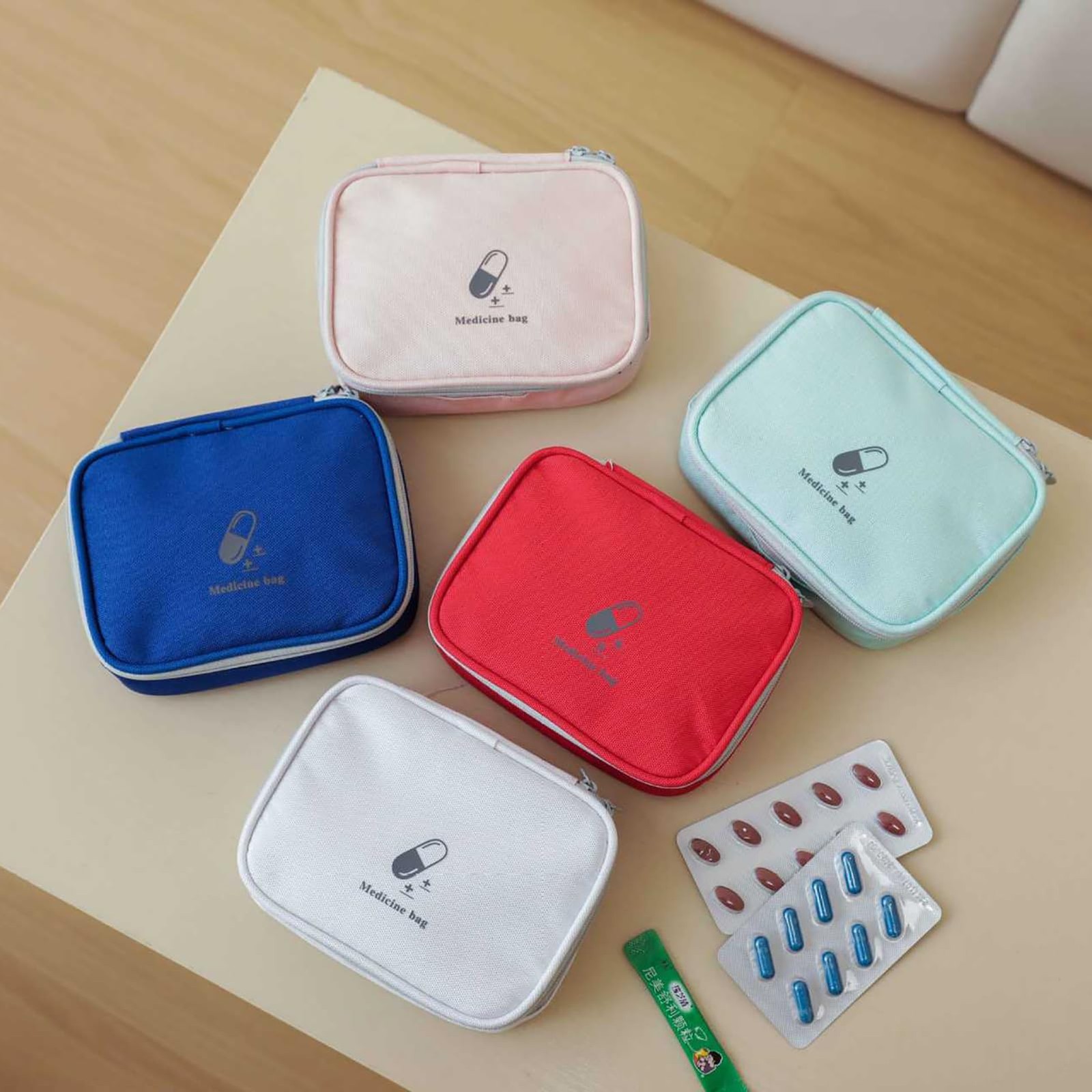 Linsiter Small Empty First Aid Bag, 5.51*4.33*1.57 inches (14*11*4 cm), Green