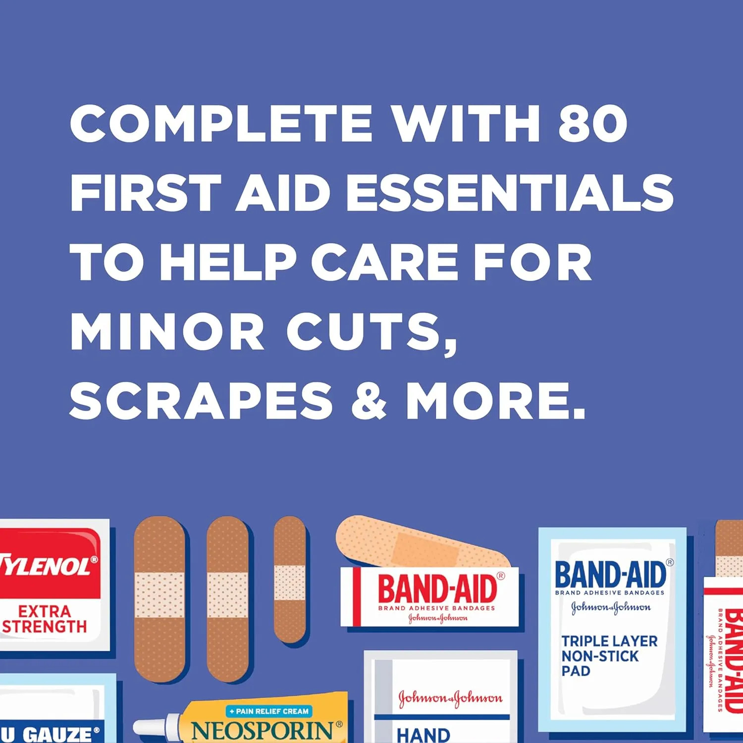 BAND-AID Travel Ready First Aid Kit 80 Piece Portable Emergency Wound Care Set