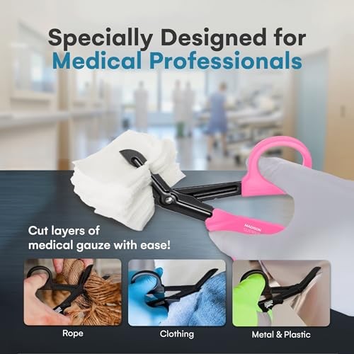 Trauma Shears for Nurses – Premium 1-Pack Pink Handle/Black Coated Blades