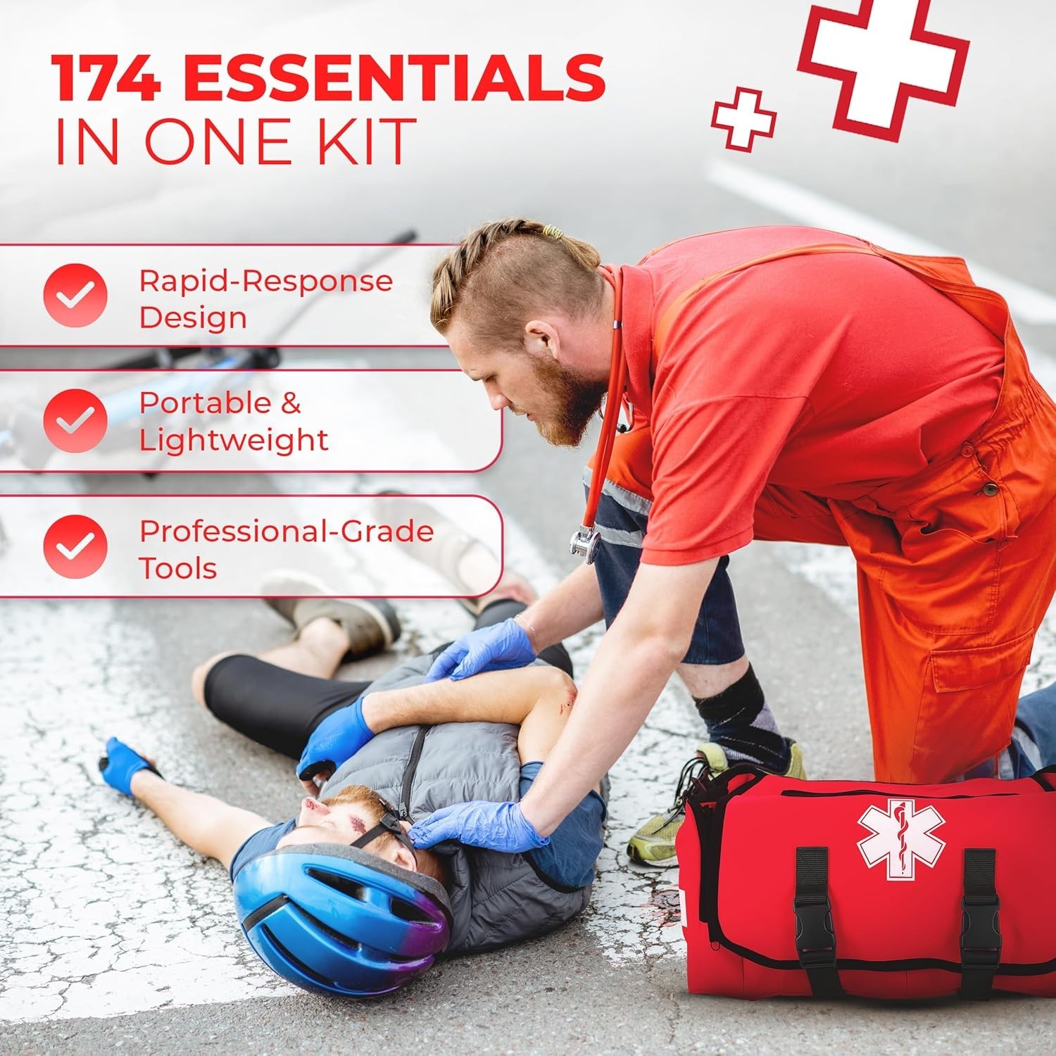 Fully Stocked EMT Trauma Bag – Tactical First Responder Medical Kit with Tourniq