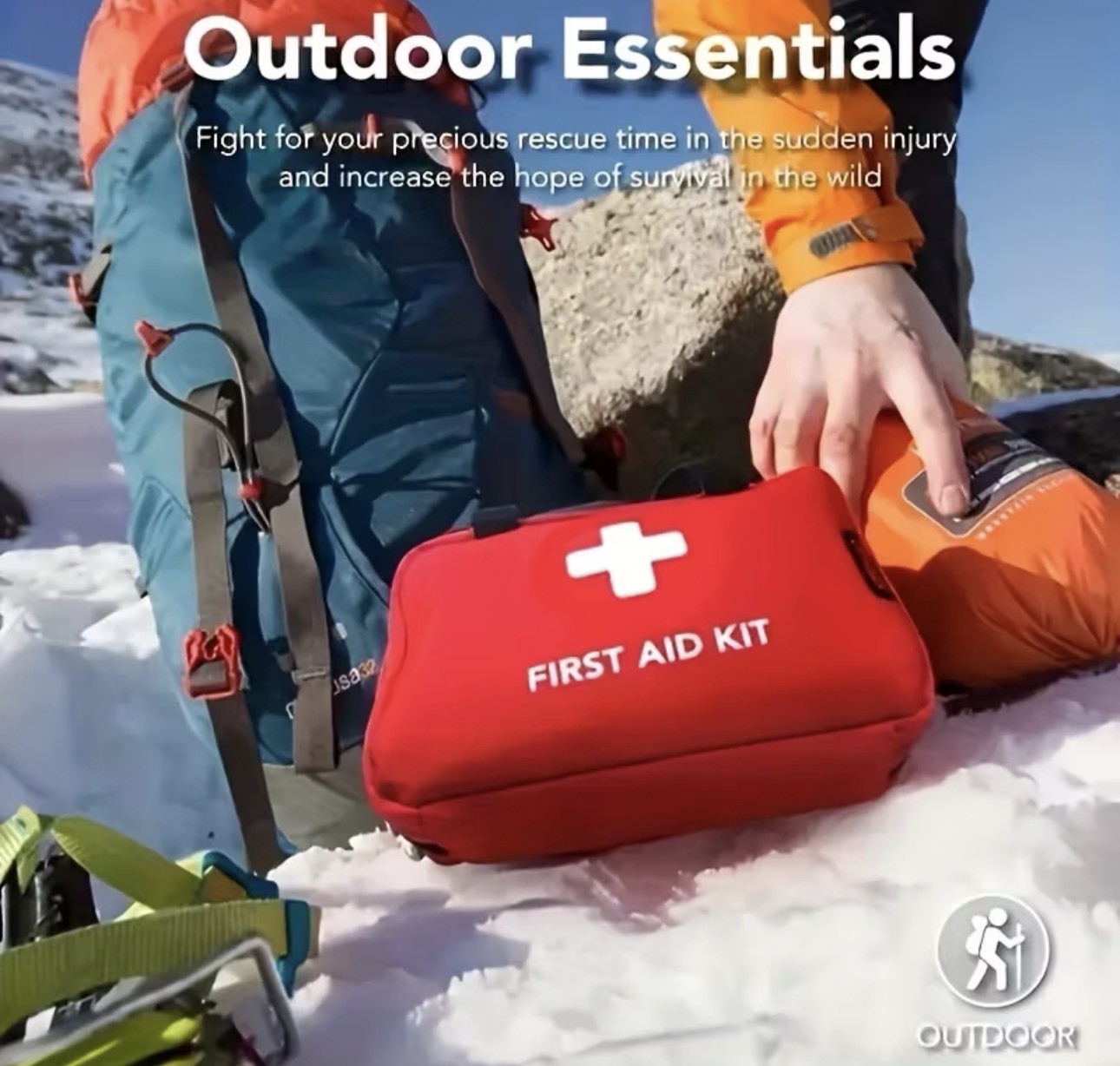 Red Portable First Aid Set for Emergency Treatment and Outdoor Use