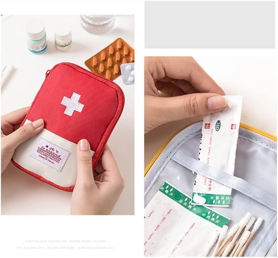 Pink First Aid Bag Empty, Empty First Aid Pouch, Mini Portable Bag for Outdoo…