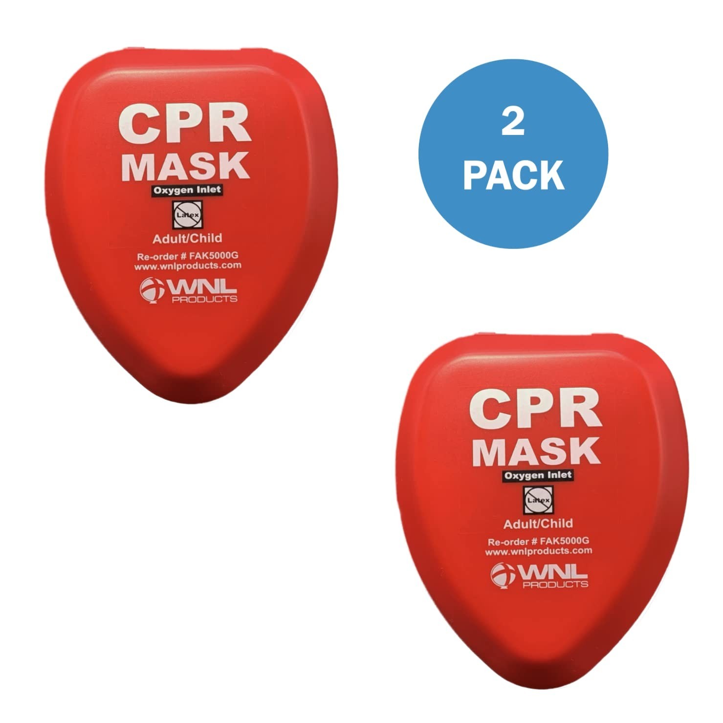 Portable Adult/Child CPR Rescue Mask Kit with Hard Case – 2-Pack Emergency Set