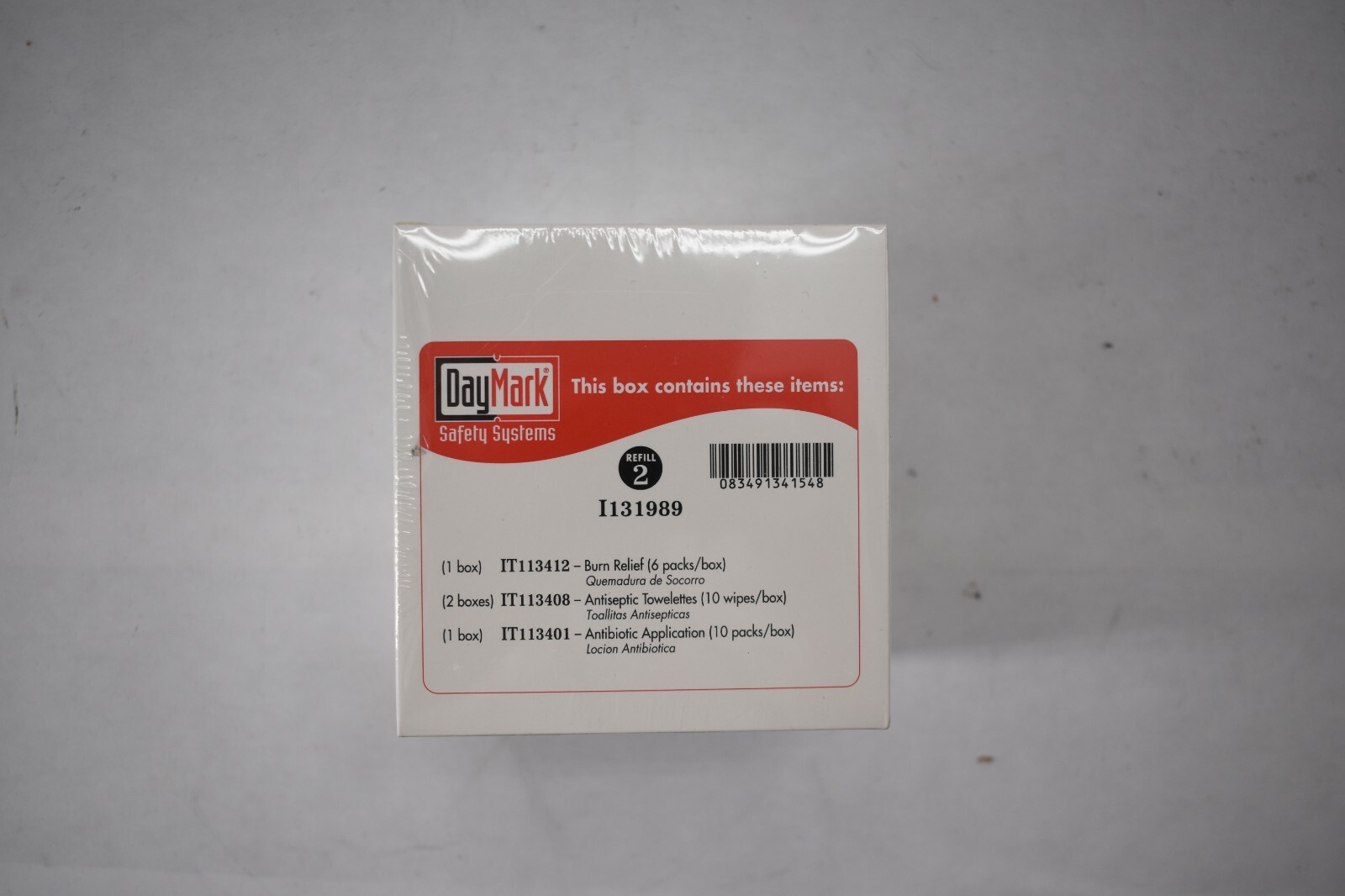 DayMark First Aid Kit Refill Package Burn Relief Antiseptic Towelette Antibiotic