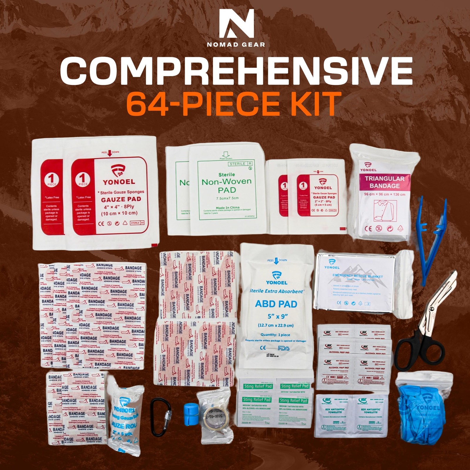 Waterproof First Aid Kit for Camping, Boating, Hiking – 64-Piece Outdoor Emer…