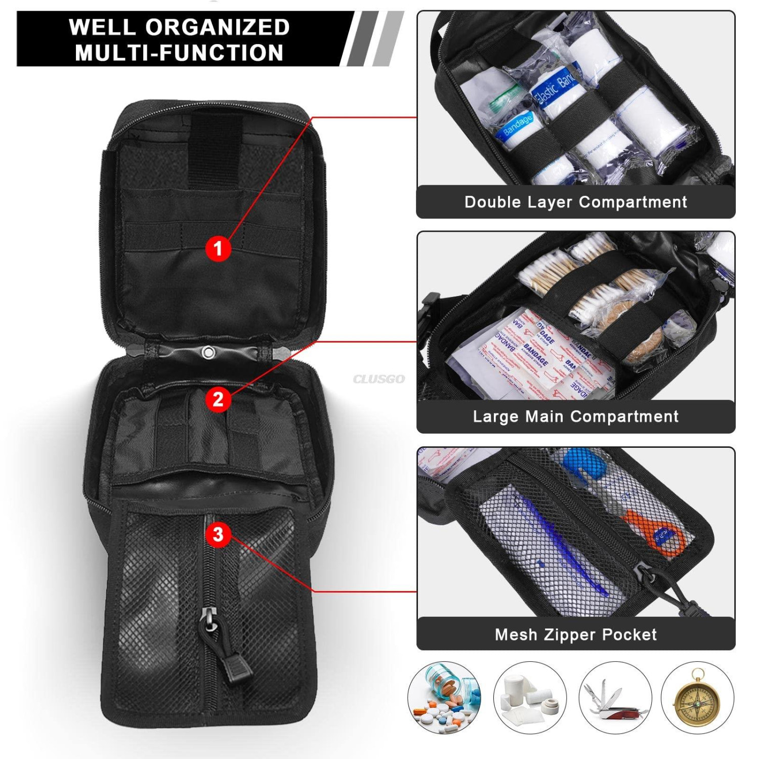 Tactical MOLLE Rip Away EMT Medical First Aid IFAK Pouch (Bag Only)