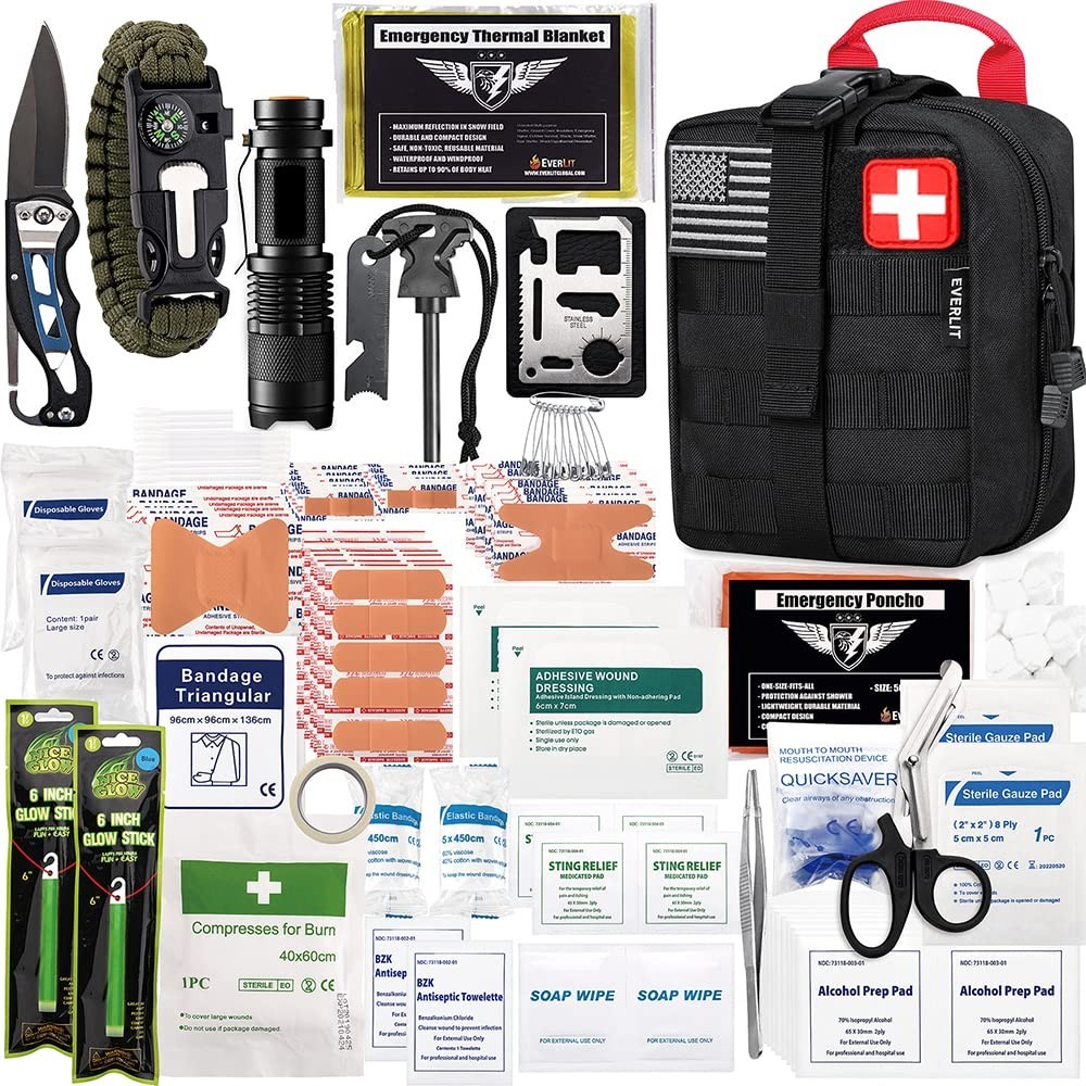 250-Piece Survival First Aid Kit | IFAK EMT Molle Pouch | Emergency Gear for Cam