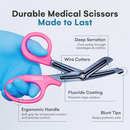 Trauma Shears for Nurses – Premium 1-Pack Pink Handle/Black Coated Blades