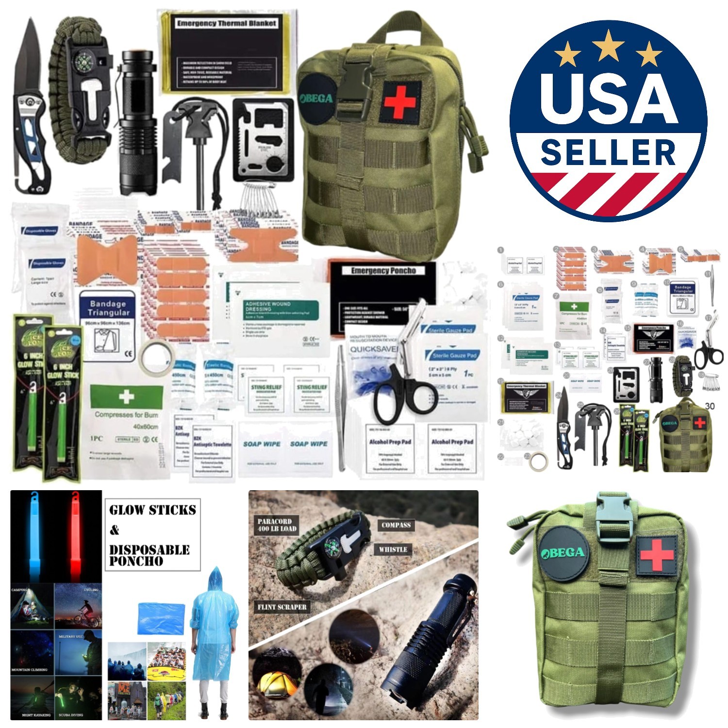 Military-Grade 250-Piece Outdoor First Aid Kit for Emergencies & Wild Adventures