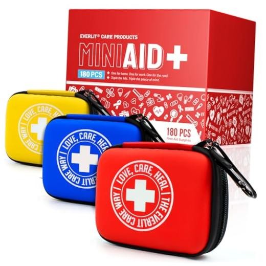 EVERLIT CARE Mini-Aid First Aid Kit | Compact & Lightweight Case with