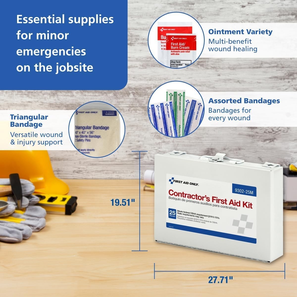 First Aid Kit 178 Pieces Emergency Kit for Construction Home Car Worksite