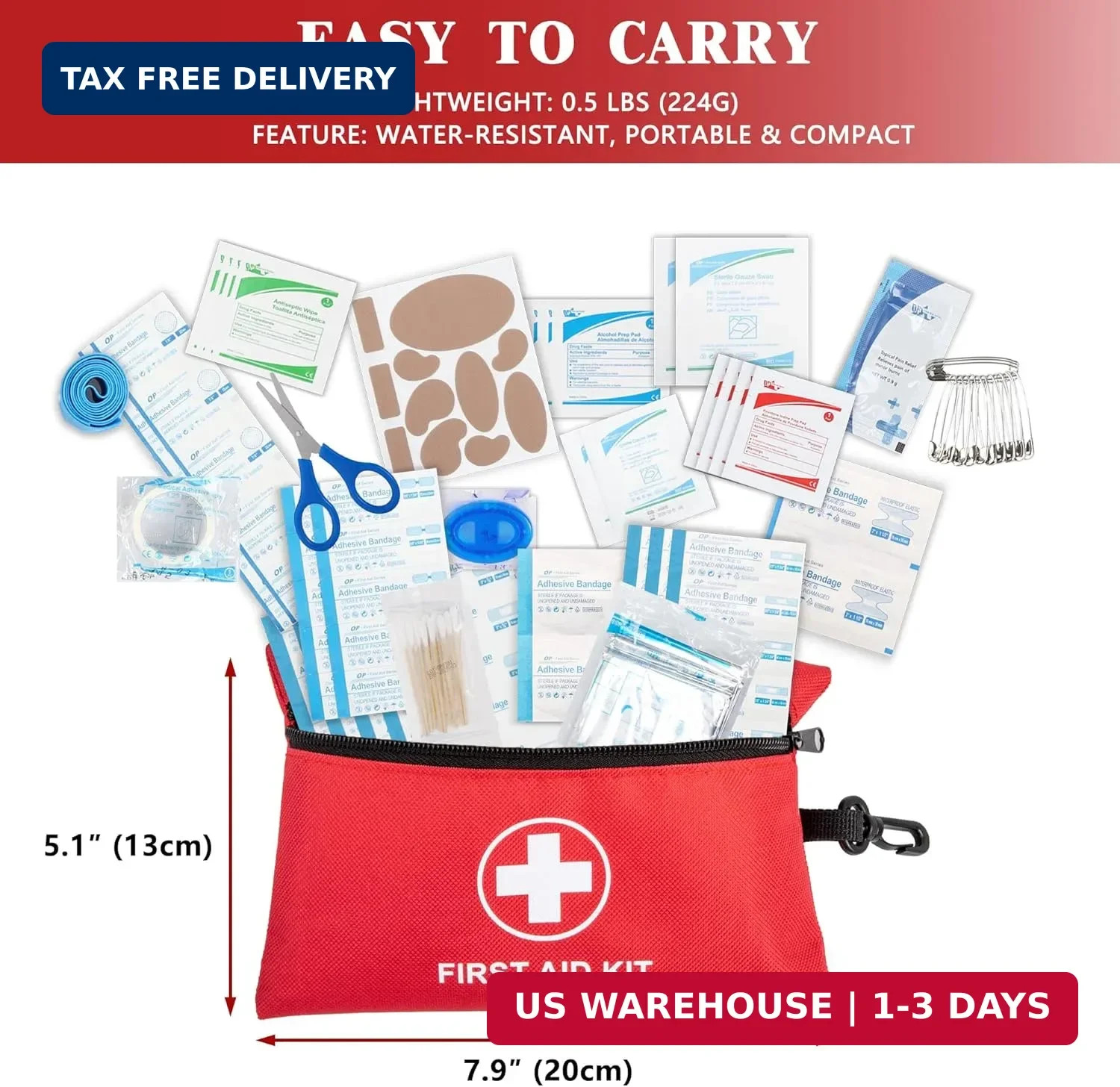 Atickyaid Mini First Aid Kit – 140 Piece Small First Aid Medical Kit for Car, Ho