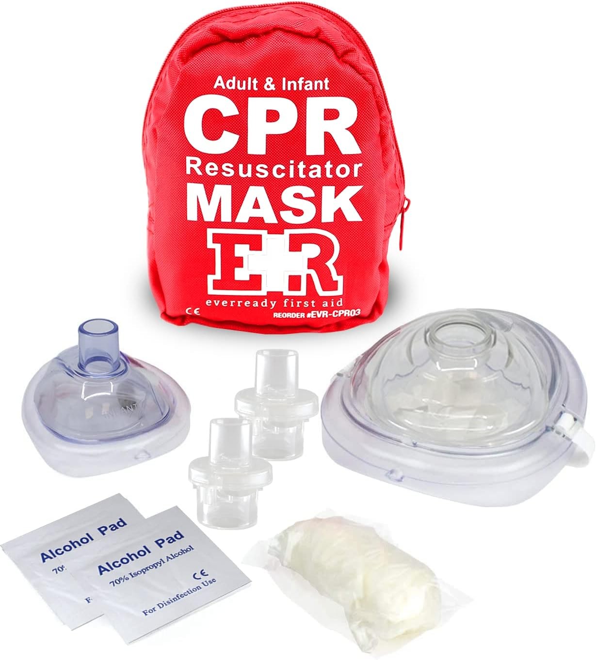 Adult and Infant CPR Mask Combo Kit – Includes 2 Masks with One-Way Red