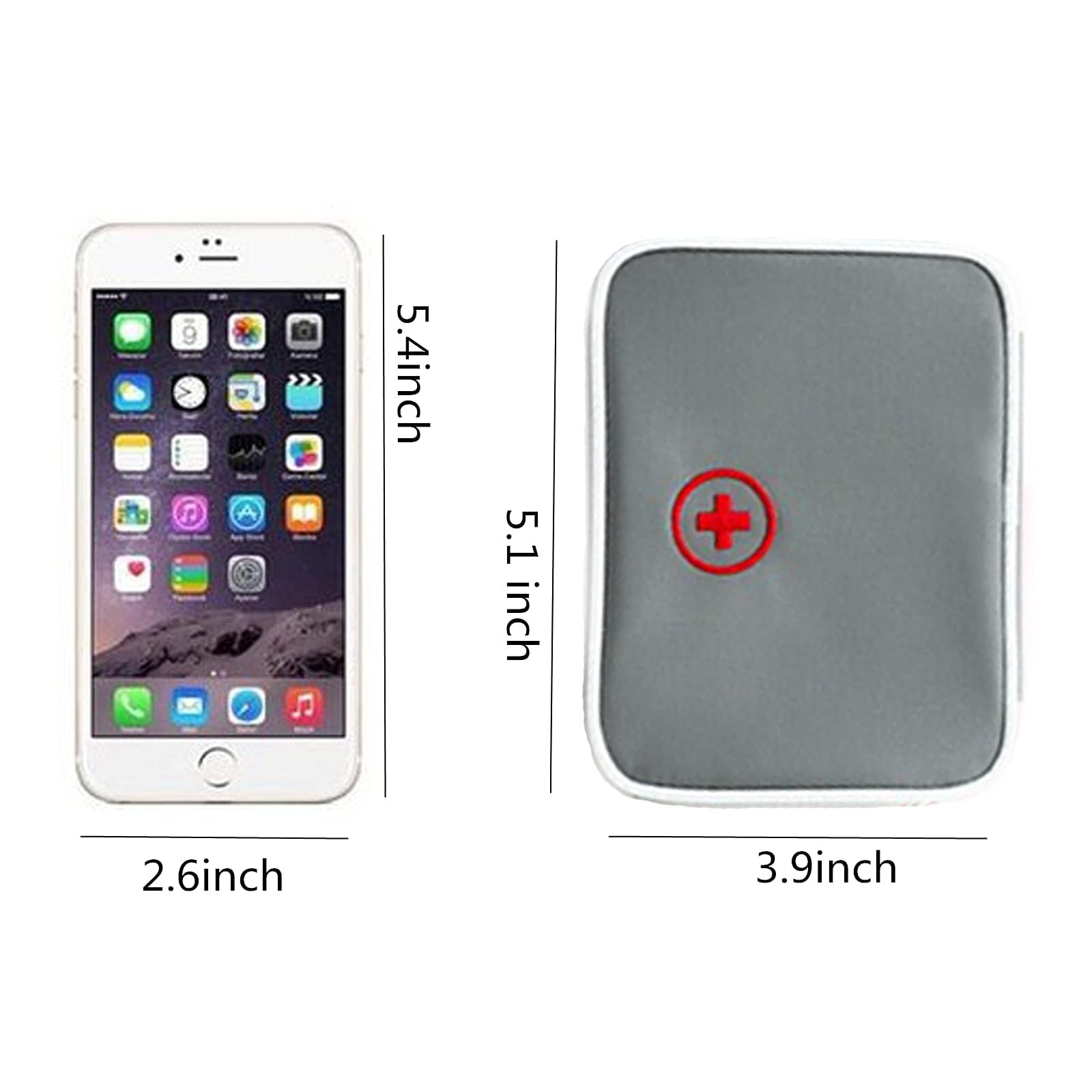 Linsiter Portable Mini First Aid Bag Empty, Small 1 Count (Pack of 1), Gray