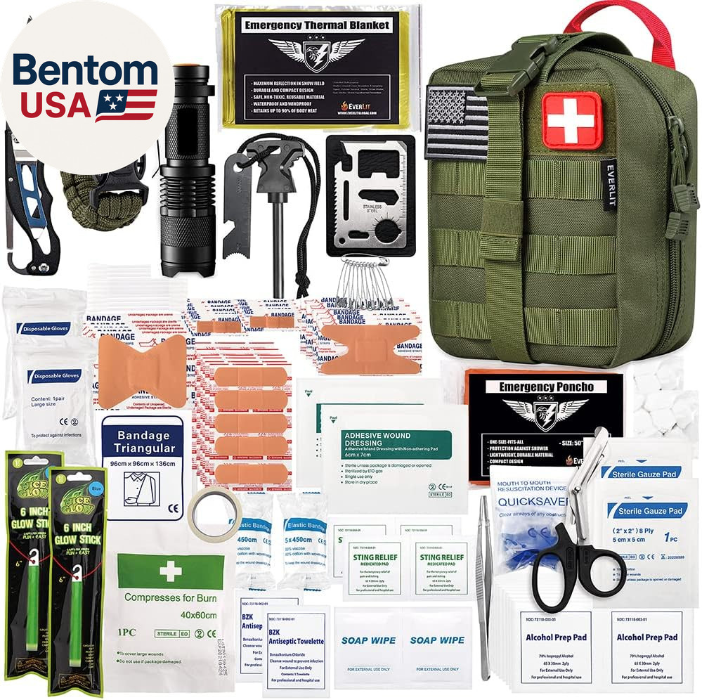 250 Pieces Survival First Aid Kit IFAK EMT Molle Pouch Survival Kit Outdoor Gear