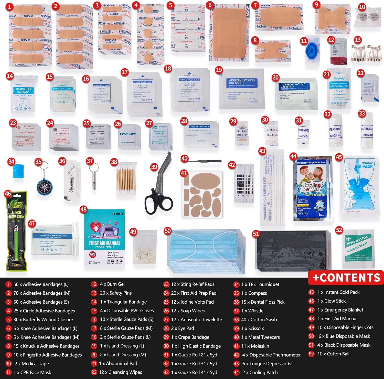 520-Pc Premium First Aid Kit for Survival, Car, Home, Travel, Camping