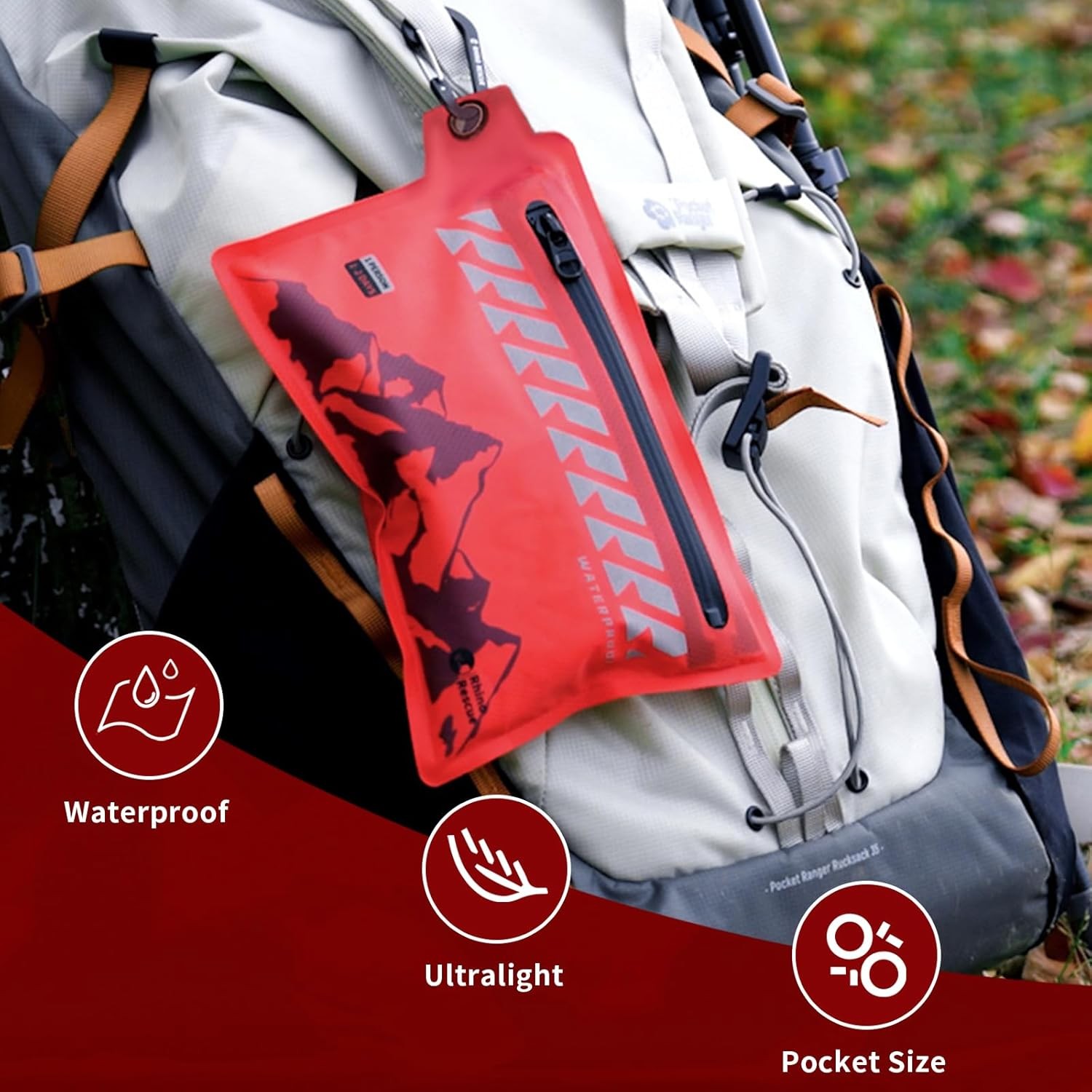 RHINO RESCUE Small First Aid Kit Ultralight Waterproof Medical Kit for Hiking, B