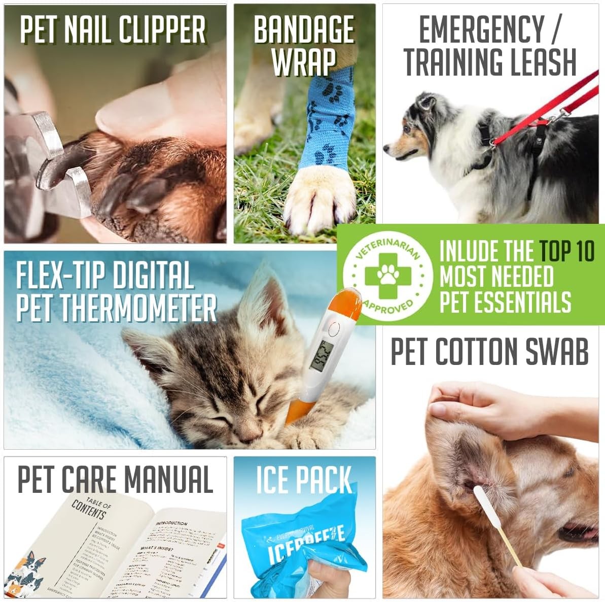 EVERLIT Pet First Aid Kit, 95 Pcs Vet-Approved Emergency Kit for Dogs Cats