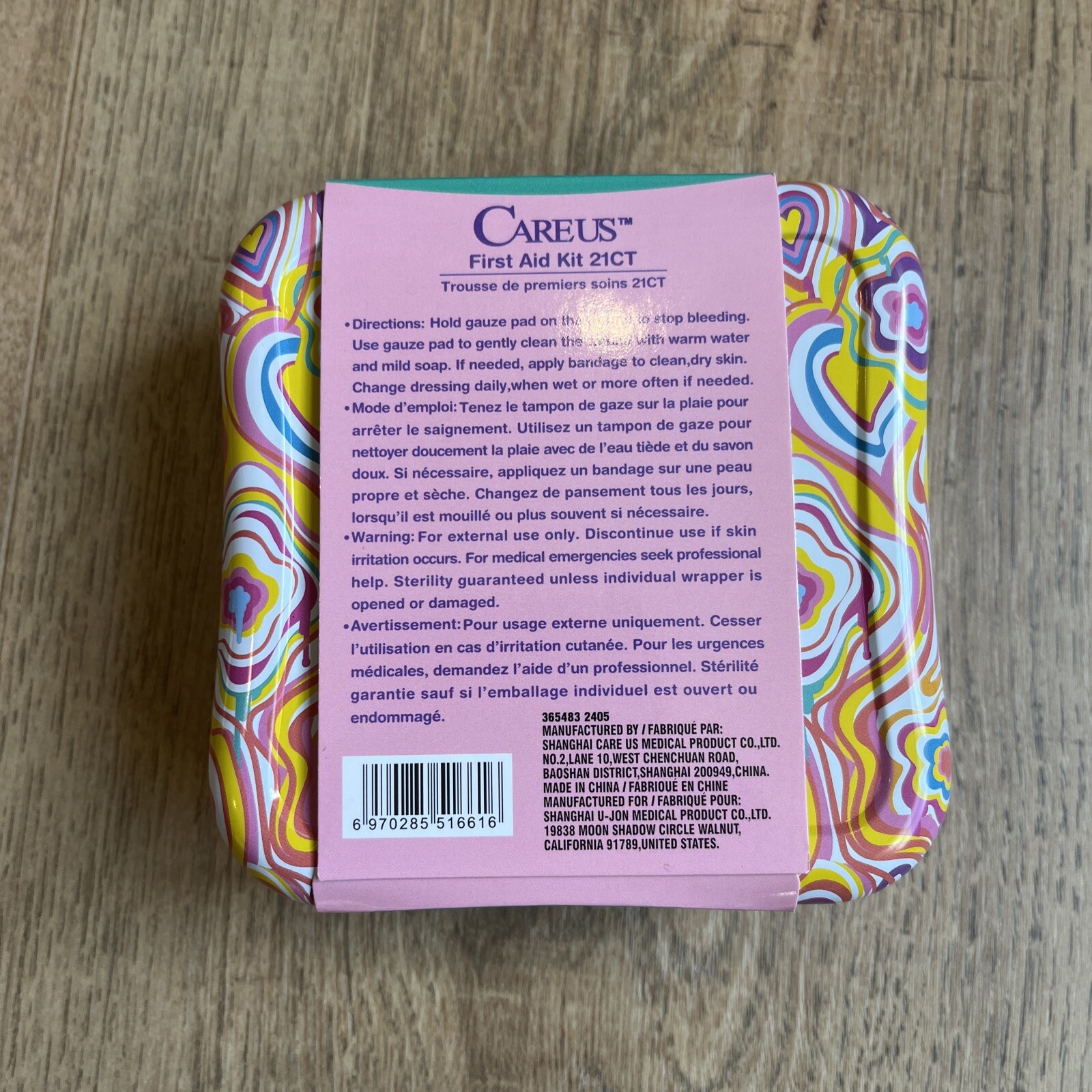 CareUs First Aid Kit Welly Dupe Mini Tin Travel Portable Flowers Hearts NIP