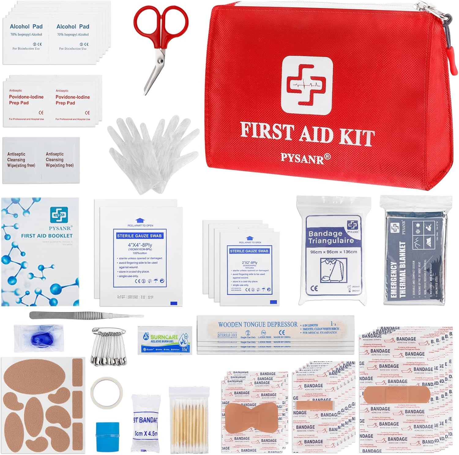 Small First Aid Kit, 150 Piece with Foil Blanket & Scissors, Mini First Aid Bag