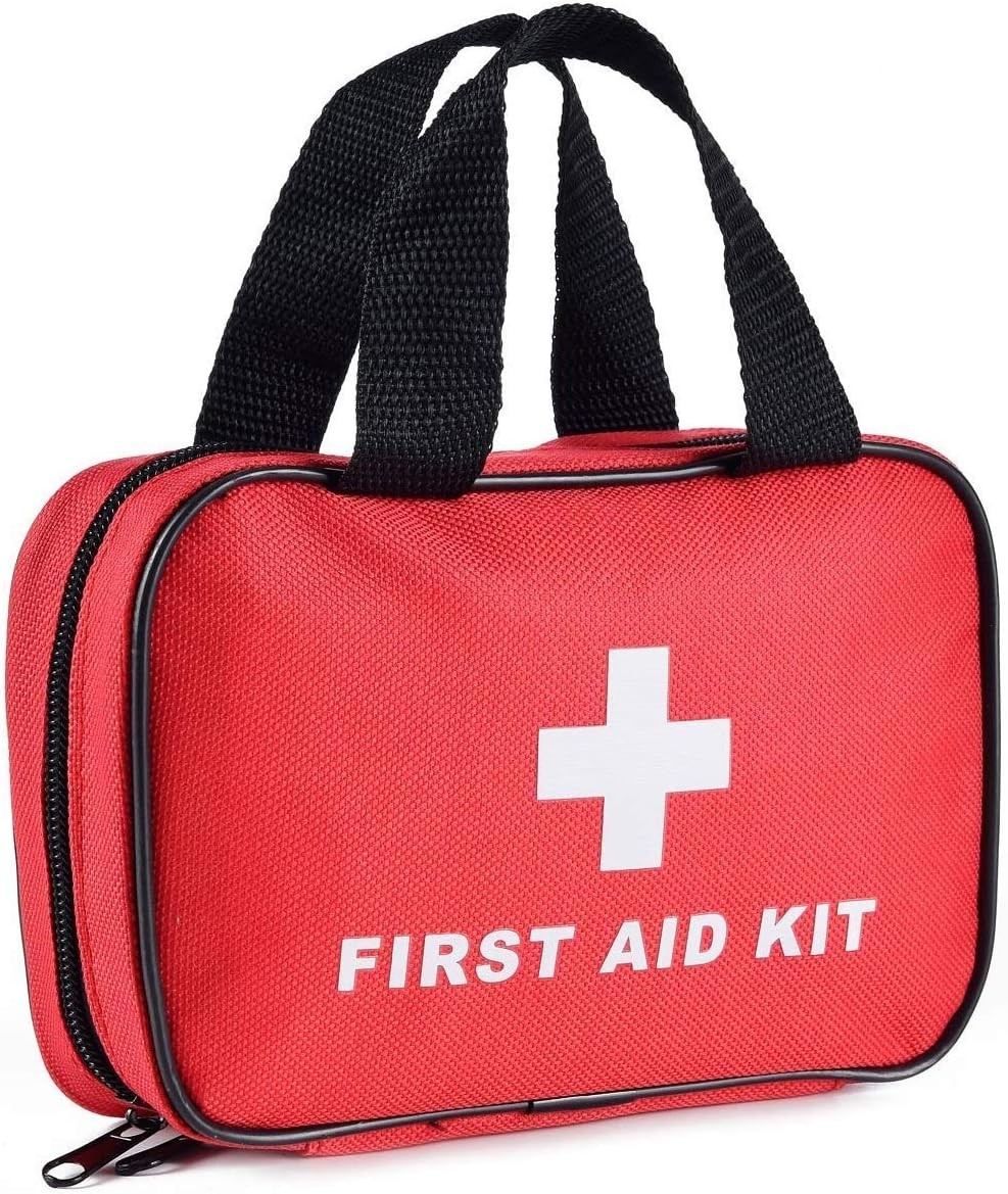 SlimK 112-Pc First Aid Kit for Car/Travel, Emergency Bag Red
