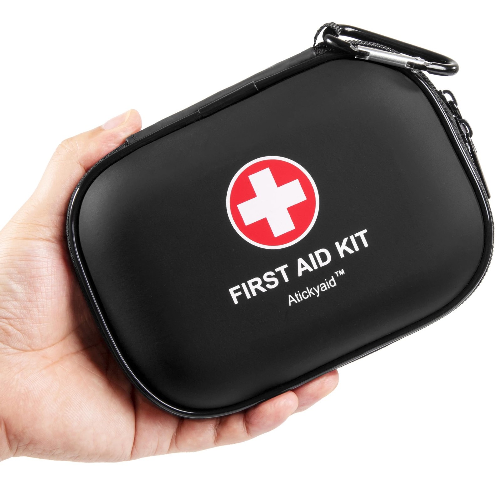 Mini First Aid Kit – 120 Piece Small Waterproof Hard Shell 120 Pieces, Black