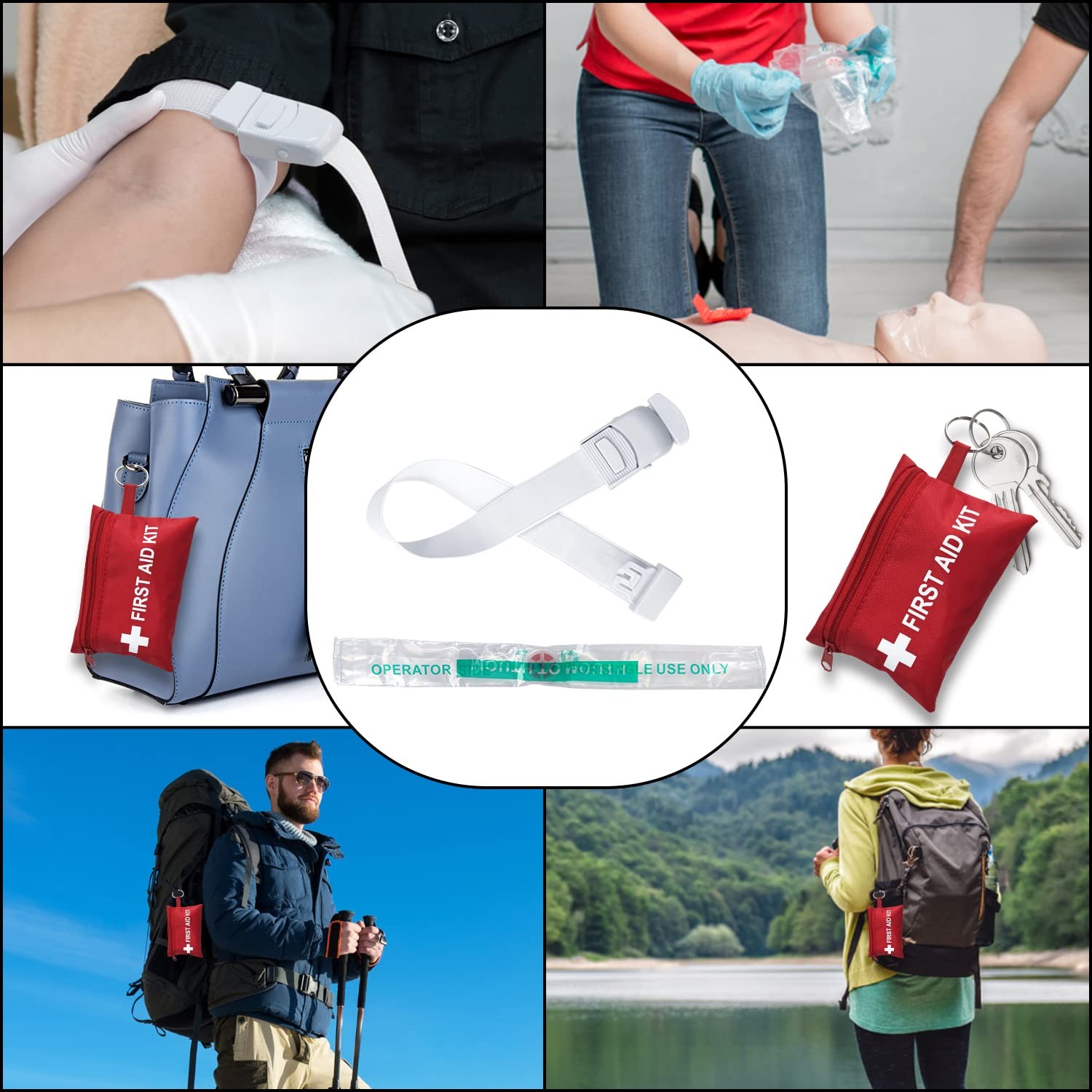 Yzpacc Mini First Aid Kit – CPR Keychain Face Shield with Breathing 1 Set