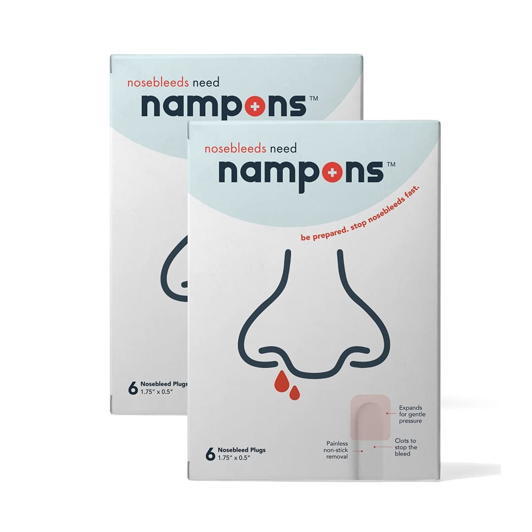 Nampons for Nosebleeds – 12 Nasal Plugs with Clotting Agent to 12 Pack, Adult