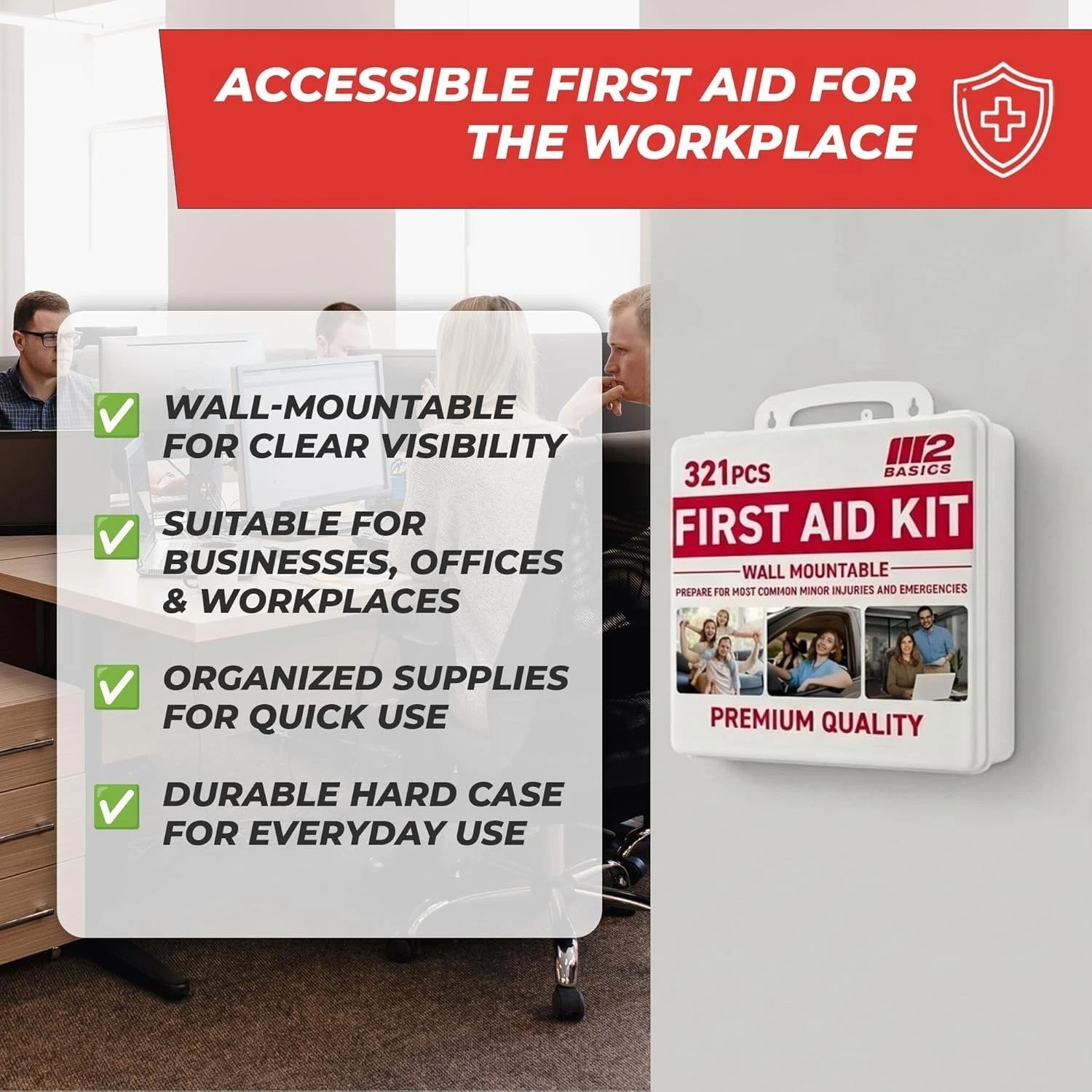 321-Piece Hard Case First Aid Kit: Organized Medical Supplies for Any Situation