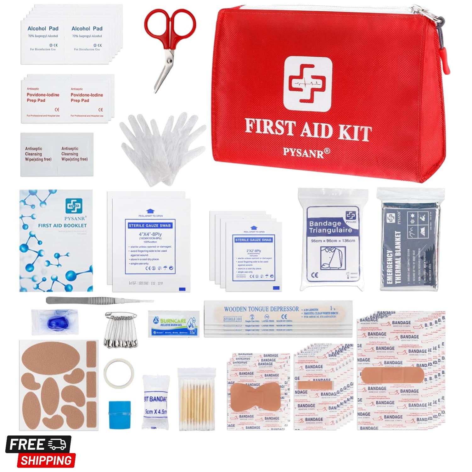 Small First Aid Kit, 150 Piece with Foil Blanket & Scissors, Mini First Aid B…