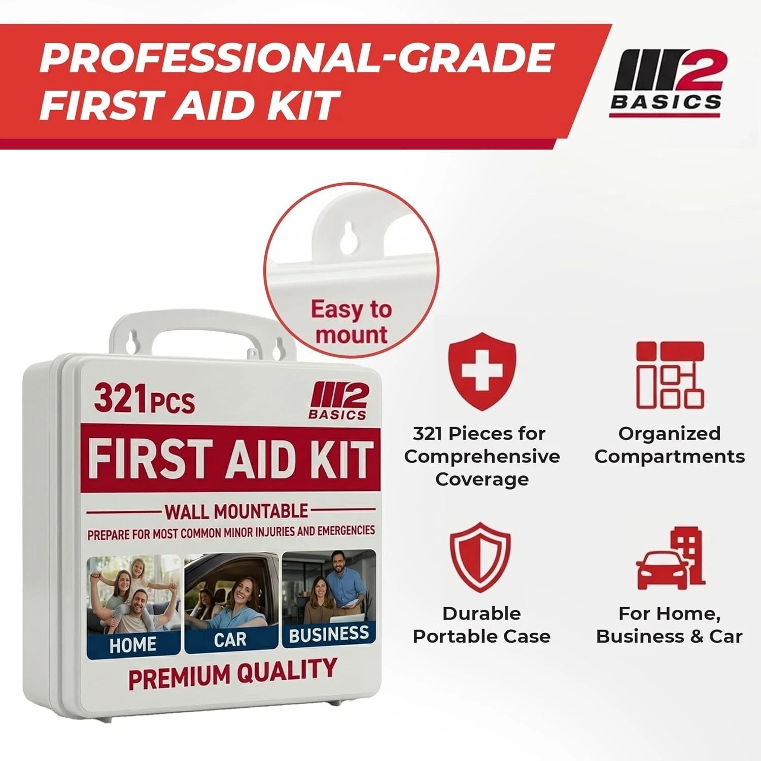 321-Piece Hard Case First Aid Kit: Organized Medical Supplies for Any Situation