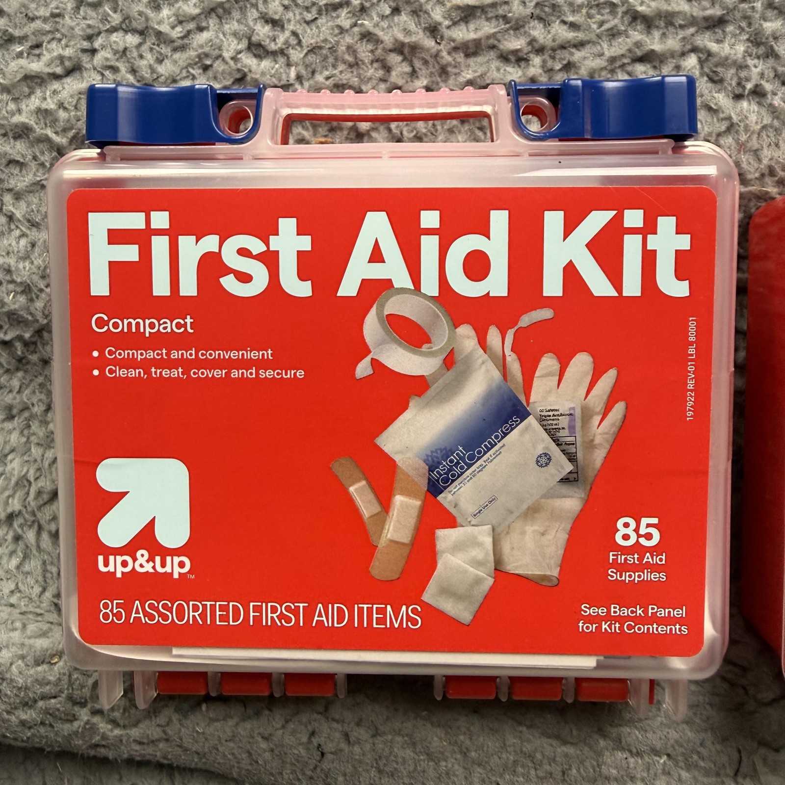 Up & Up First Aid Kit Compact 85 Piece Assorted Lot 2 Emergency Red New
