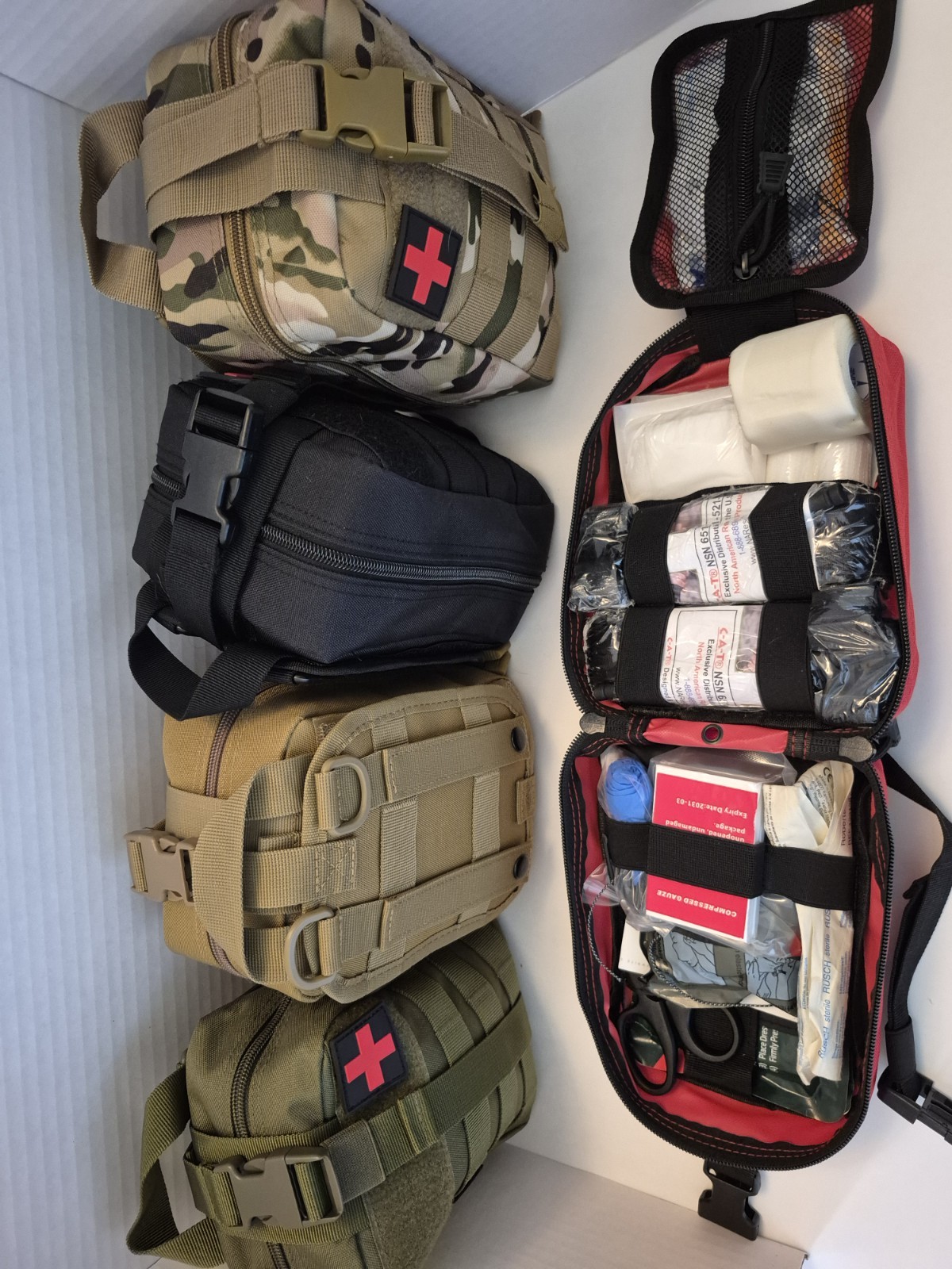BLACK COLOR – Large Car-Sized IFAK Trauma Kit w/ CAT Tourniquets and Boo-Boo Kit