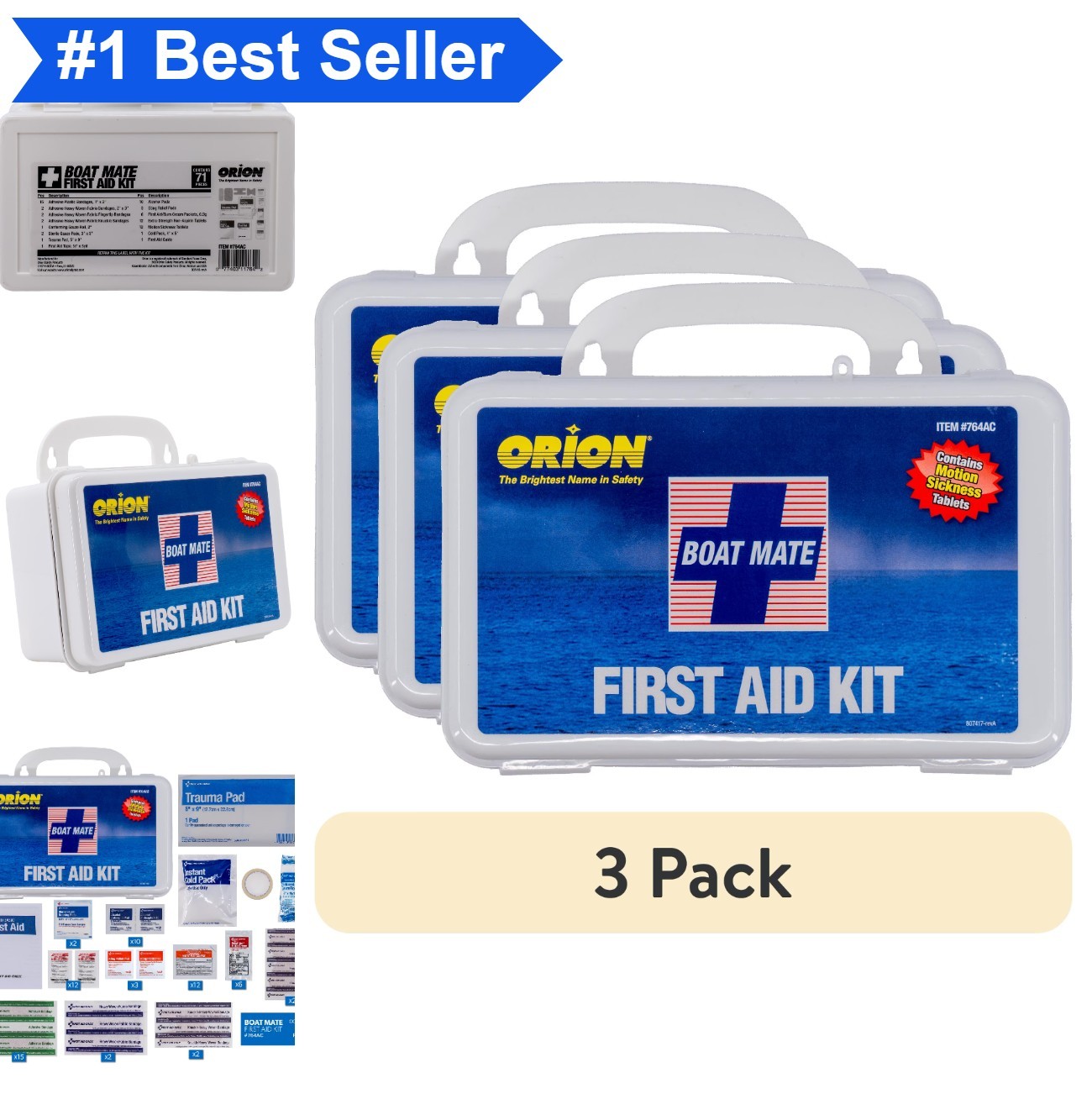 Marine First Aid Kit 71 Piece Water Resistant Floating Case Boat Accessory