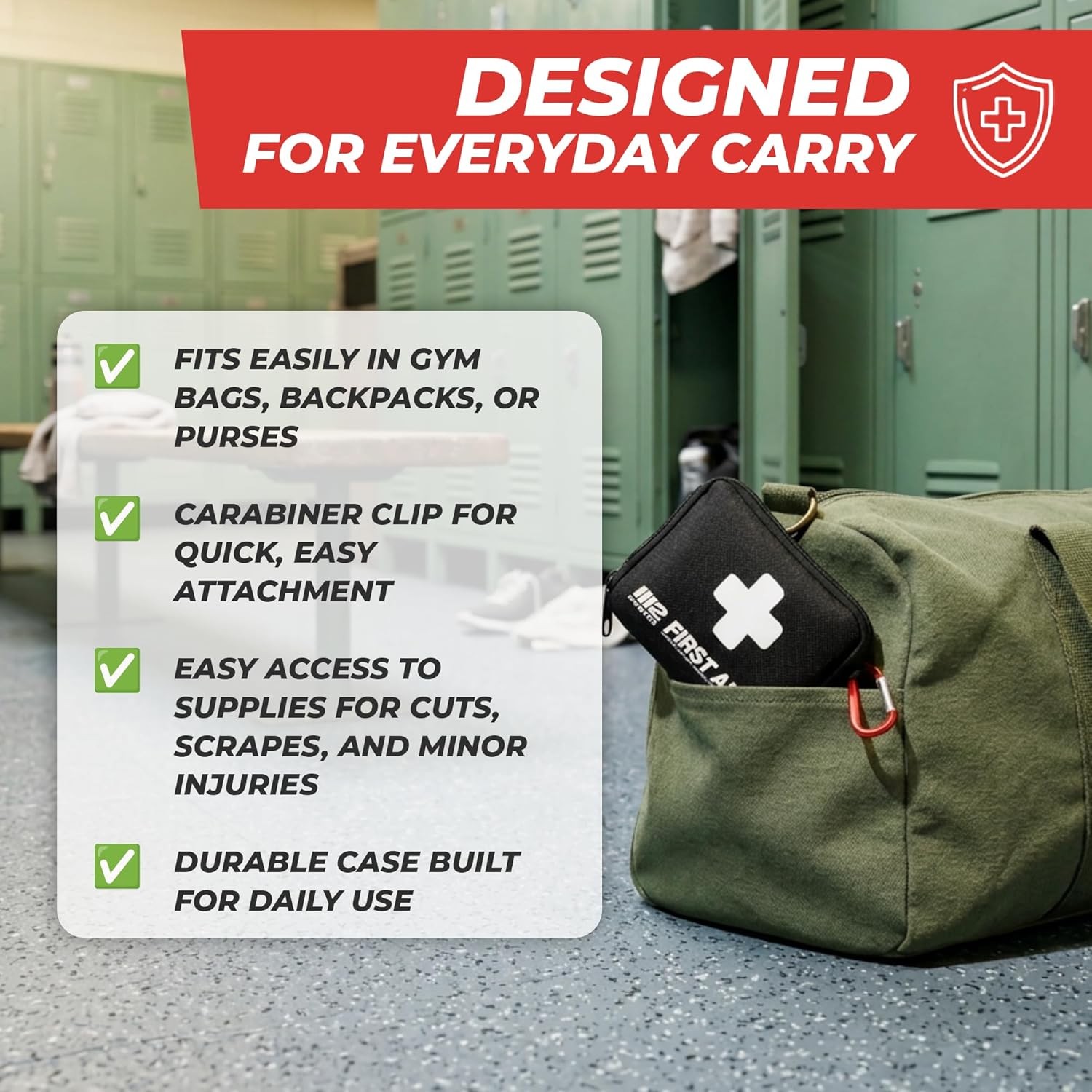 M2 BASICS 150-Pc First Aid Kit – Compact Bag for Travel, Home & Car