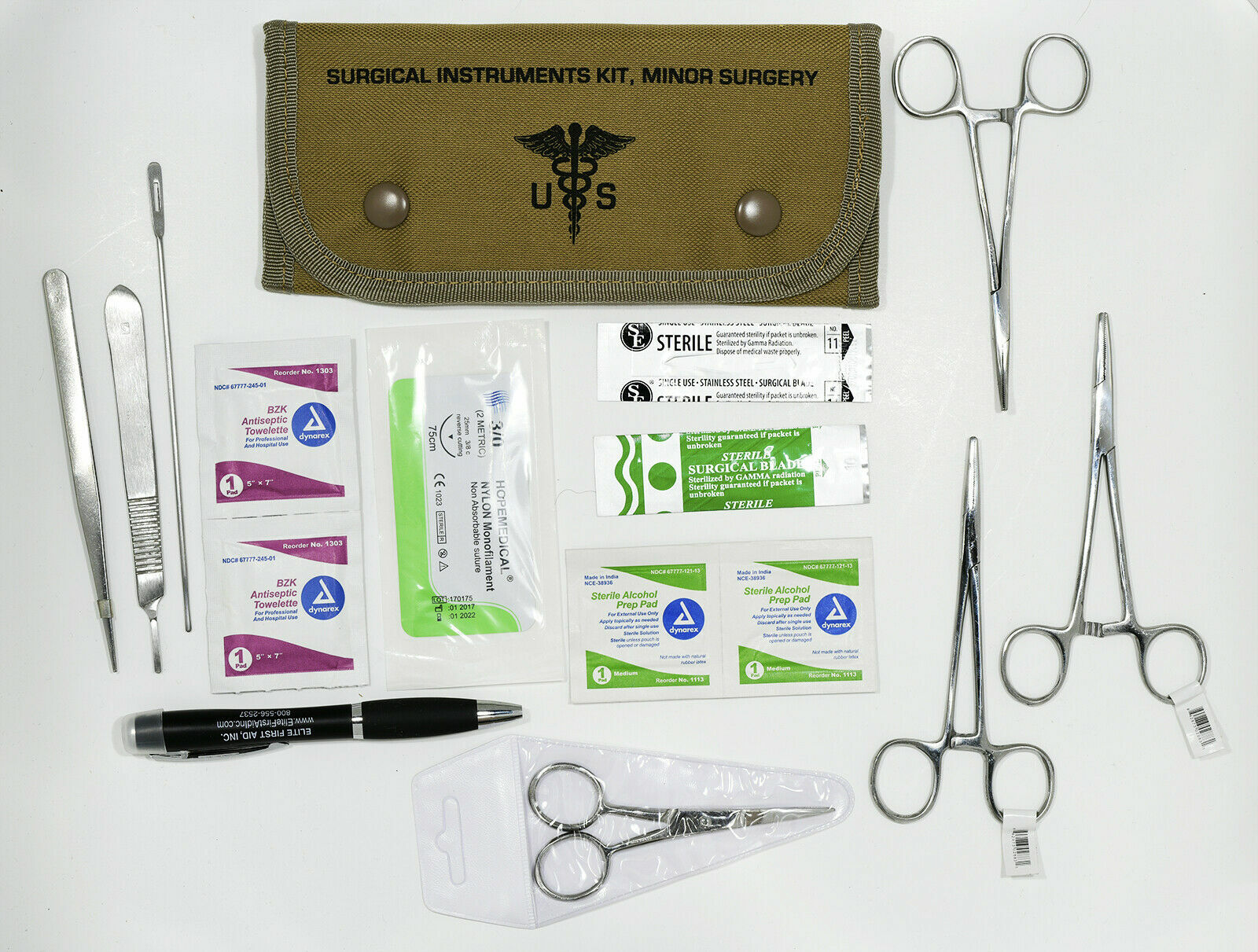 OD Green First Aid Surgical Kit Military Molle Pouch Survival Medical -16 Pieces